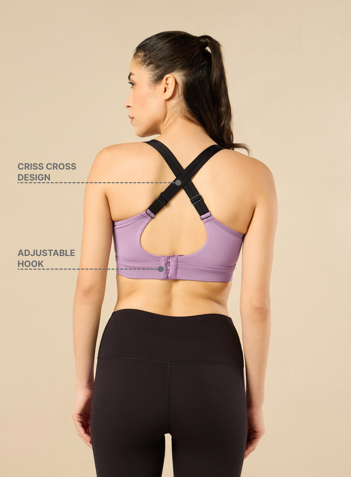 Women's Criss Cross Strap High Support Pink Bra