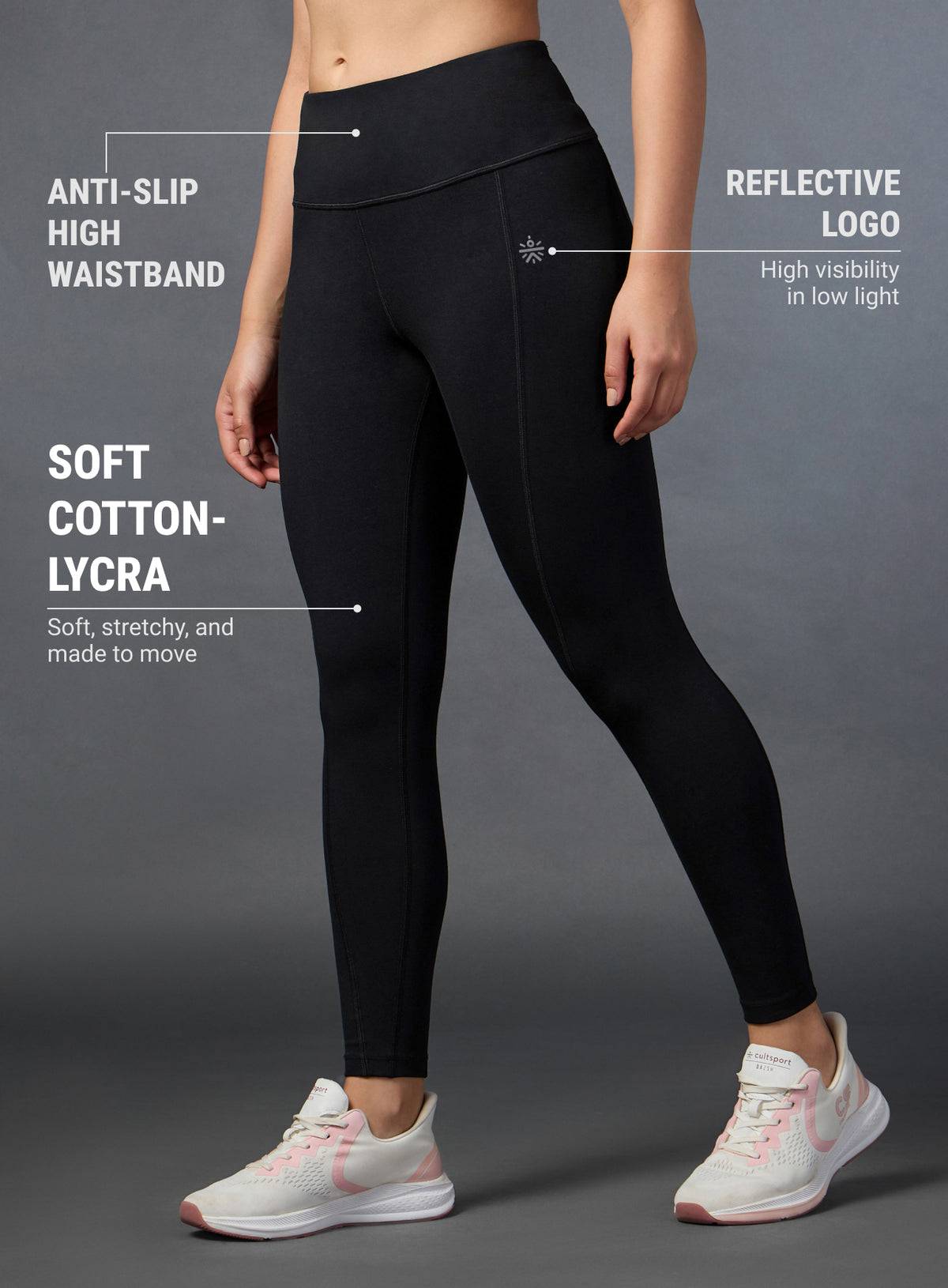 Women's Performance Cotton Black Tights