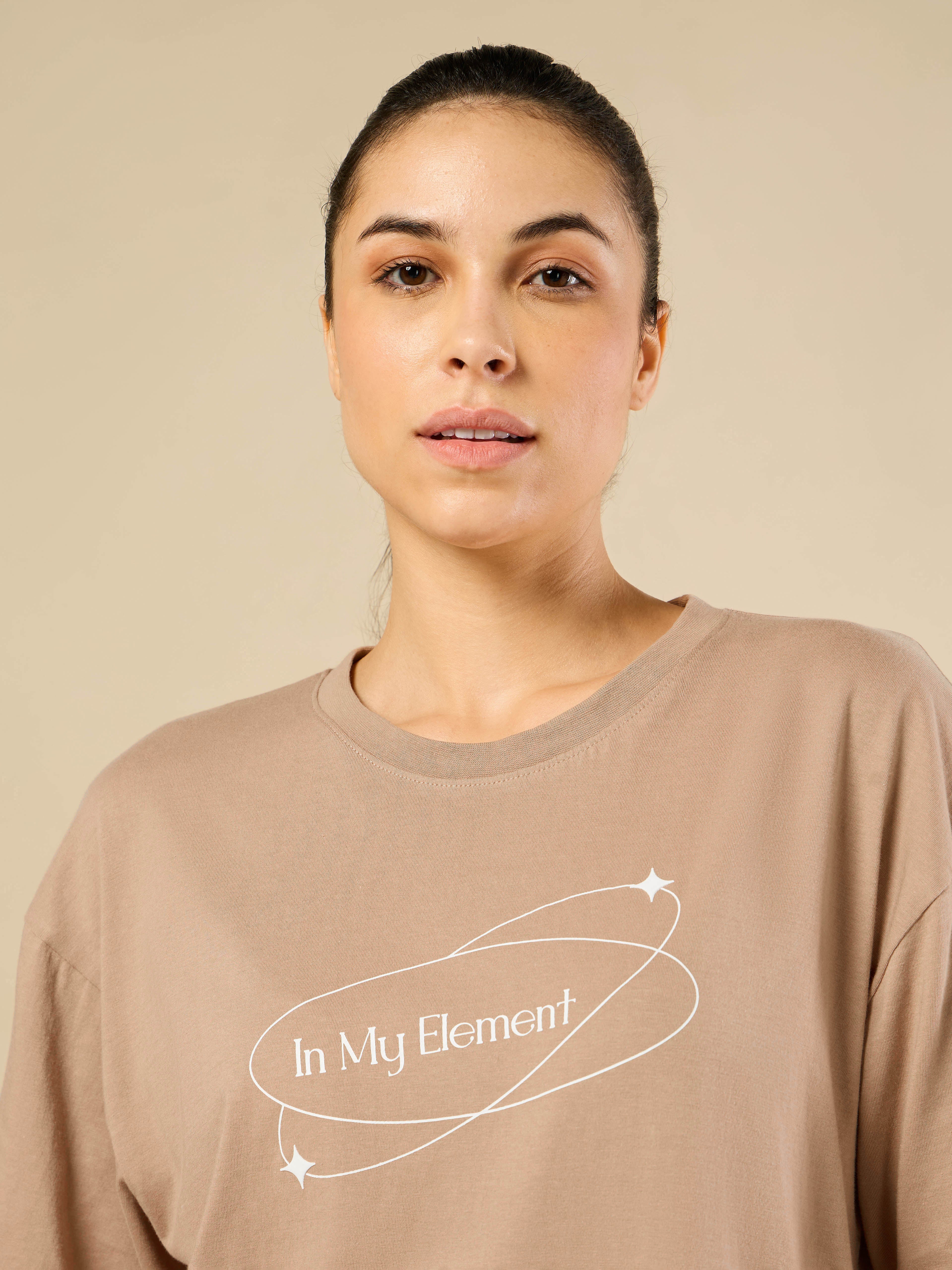 Women's In My Element Print Brown T-shirt