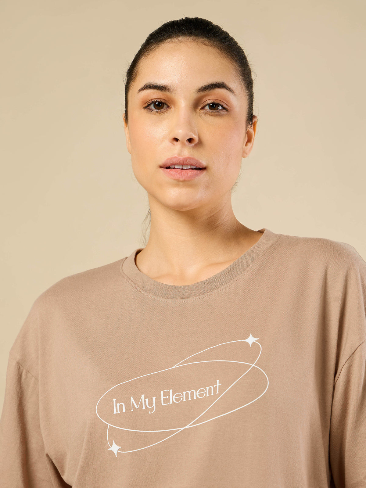 Women's In My Element Print Brown T-shirt
