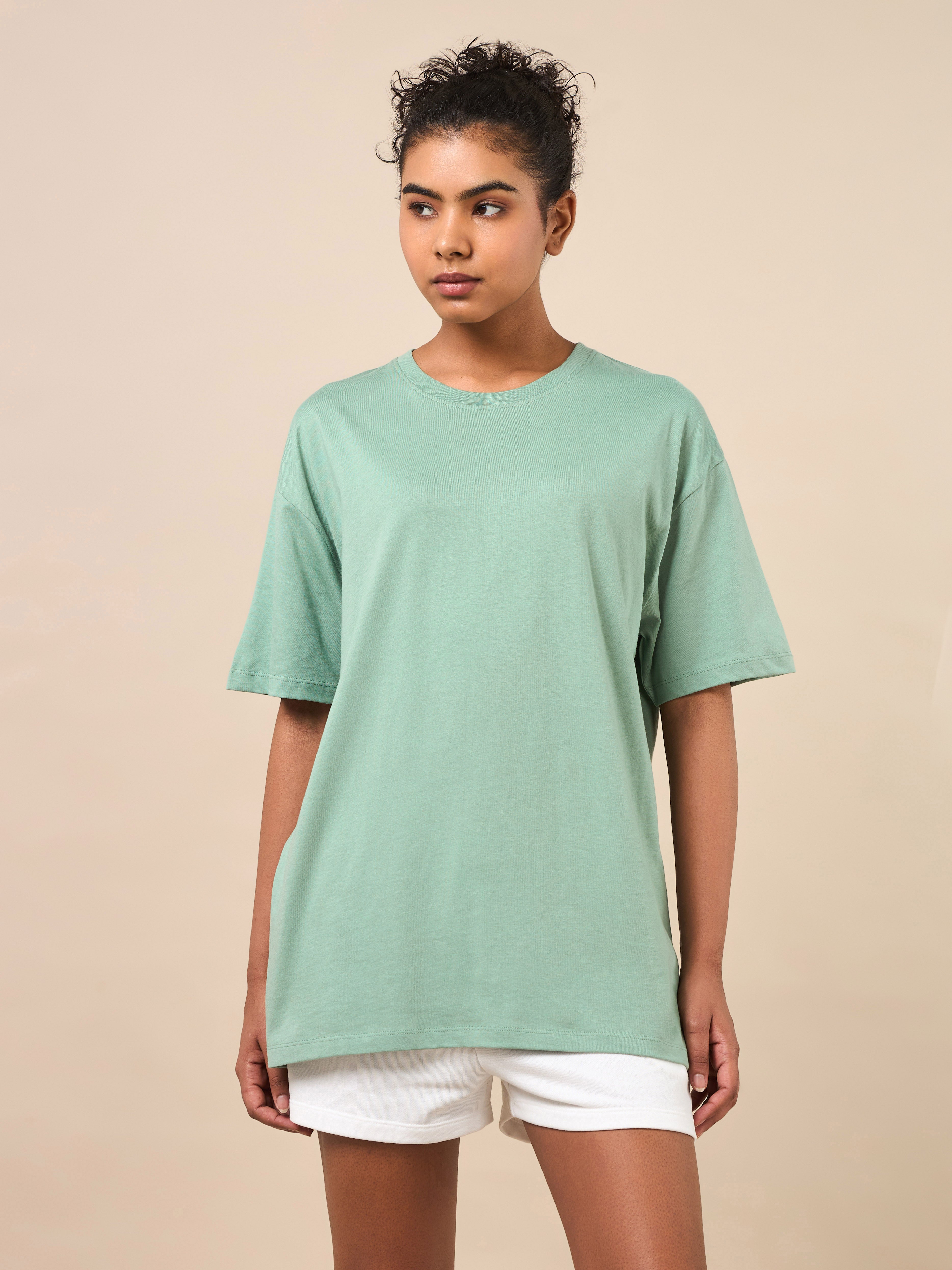 Women's Lounge Oversized Fit Green T-shirt