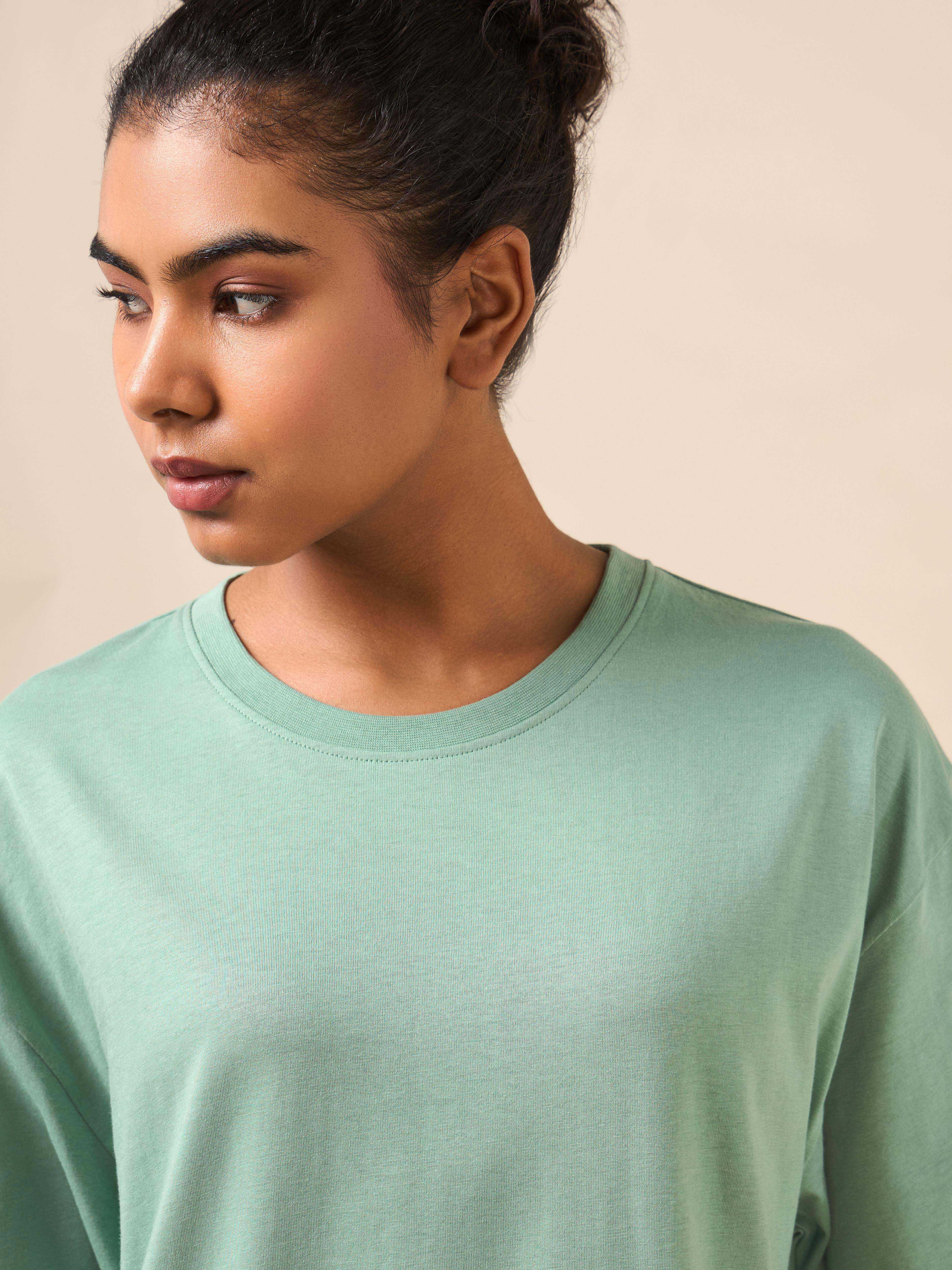 Women's Lounge Oversized Fit Green T-shirt
