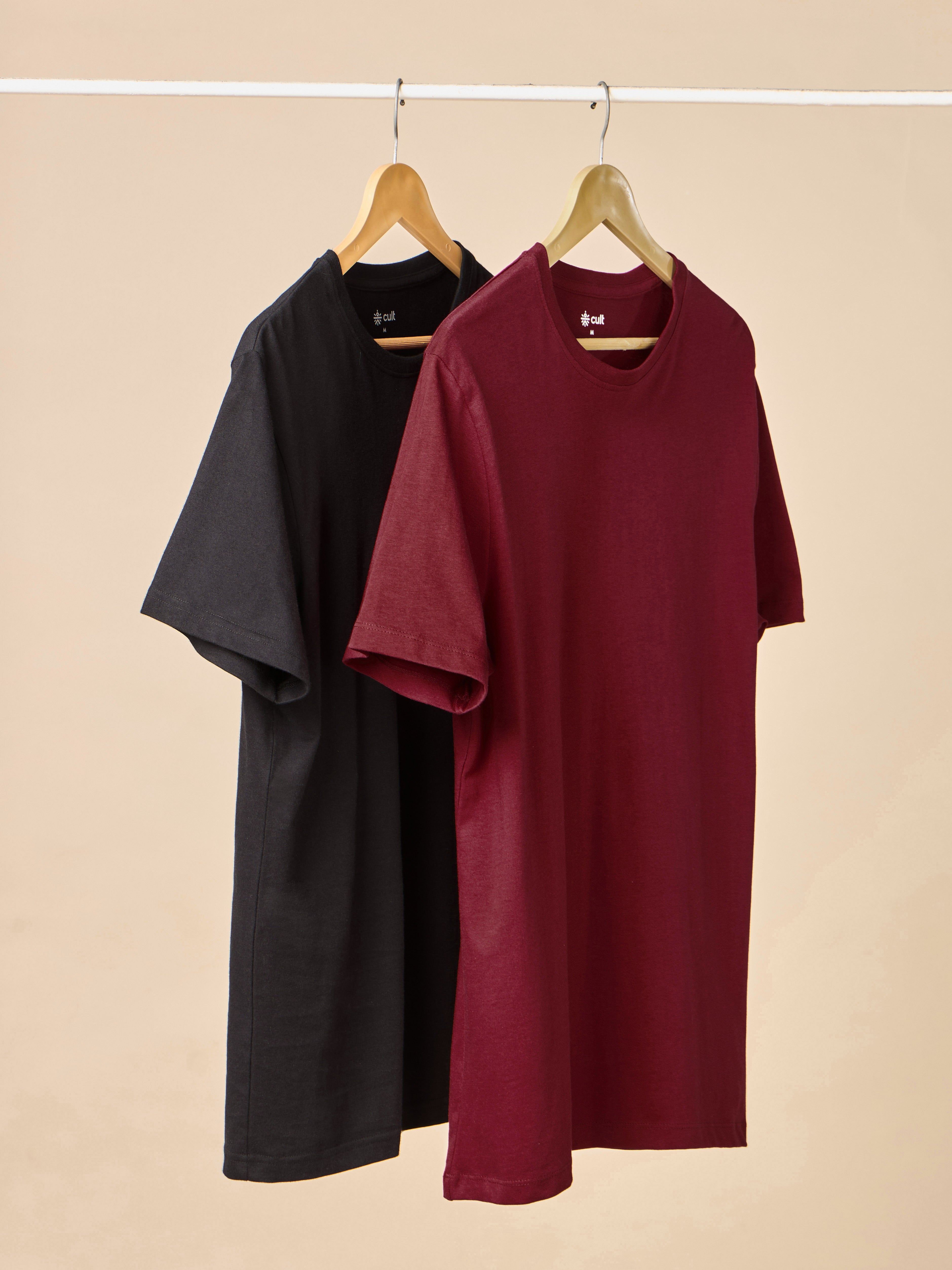 Men's Cult Essential Cotton Pack of 2 T-shirts - Black & Red