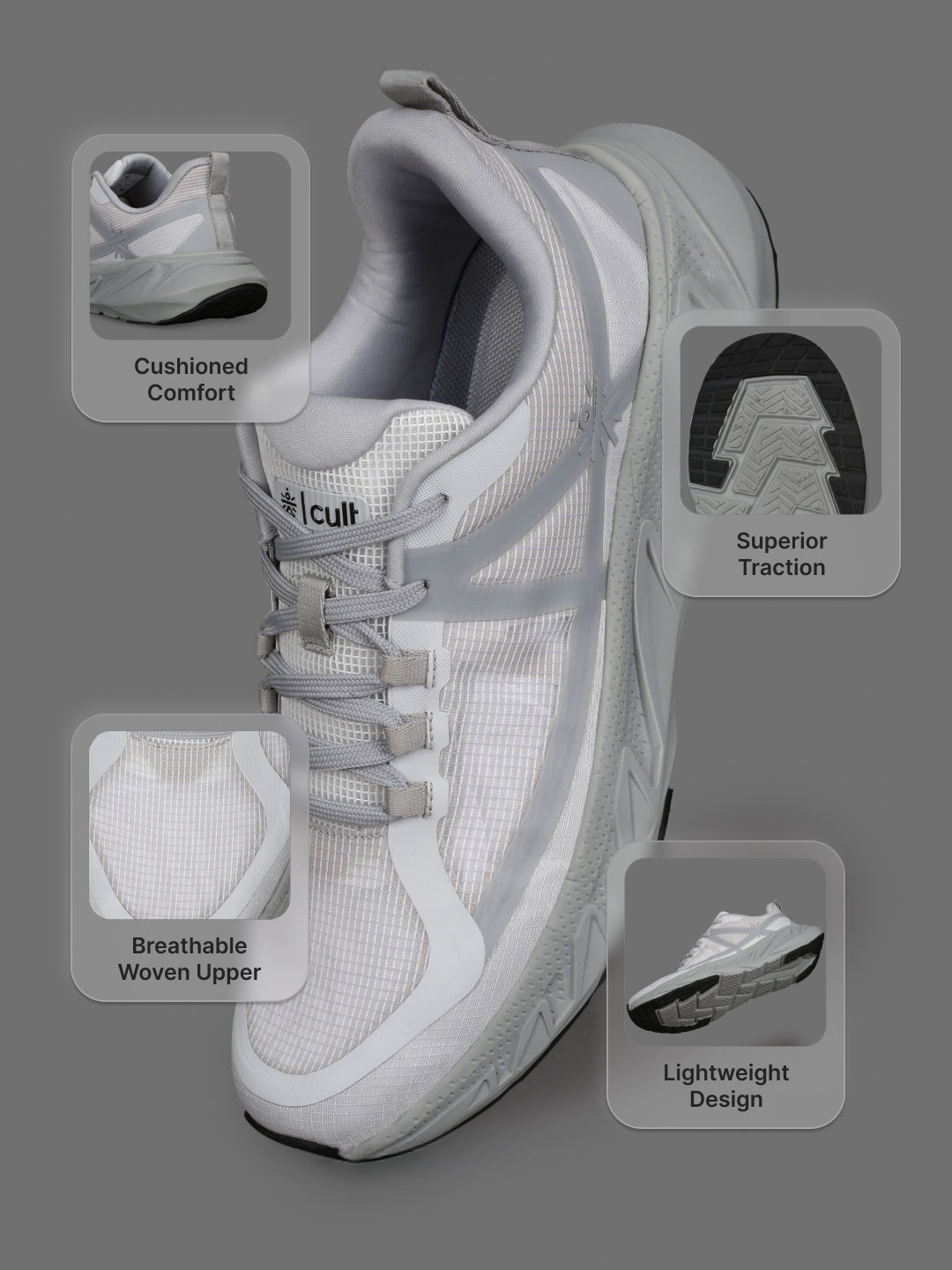 cult Men's Traverse Running Shoes - L.Grey