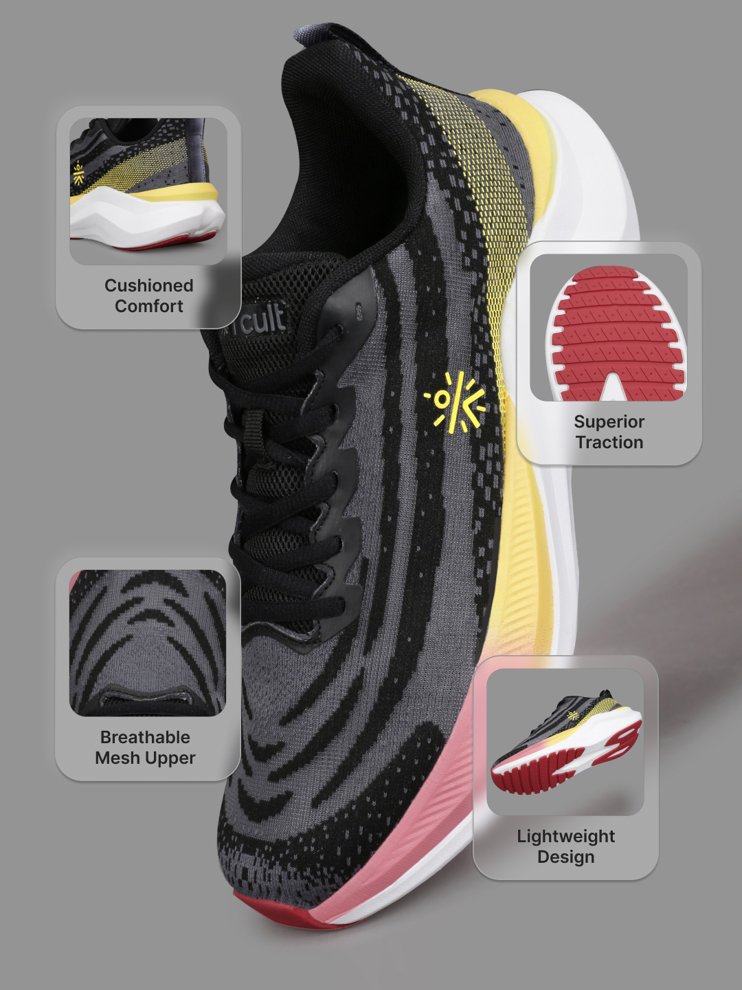 cult Men's Quasar Running Shoes - Black