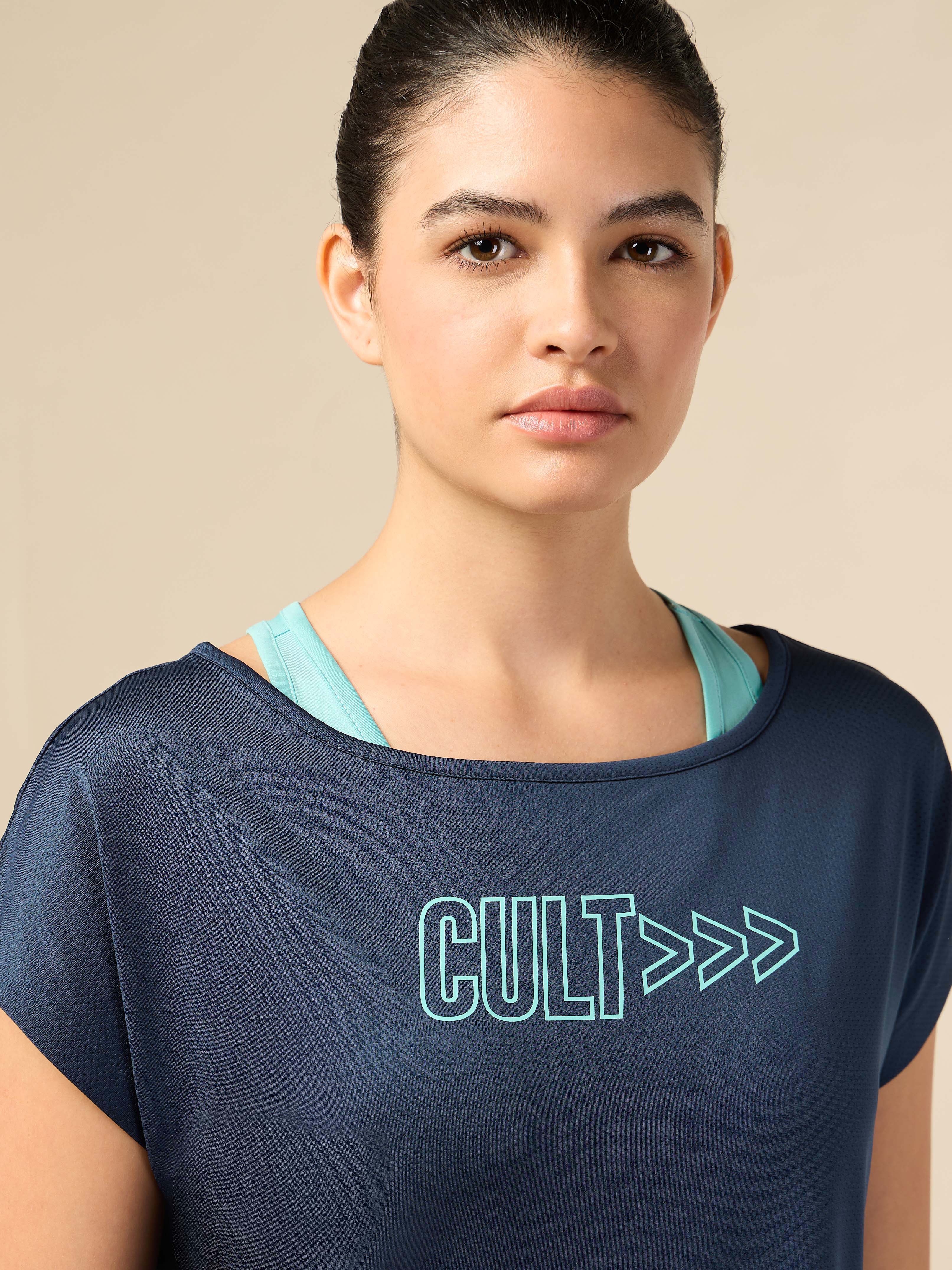 Women's 2in1 Layered Performance Navy T-shirt
