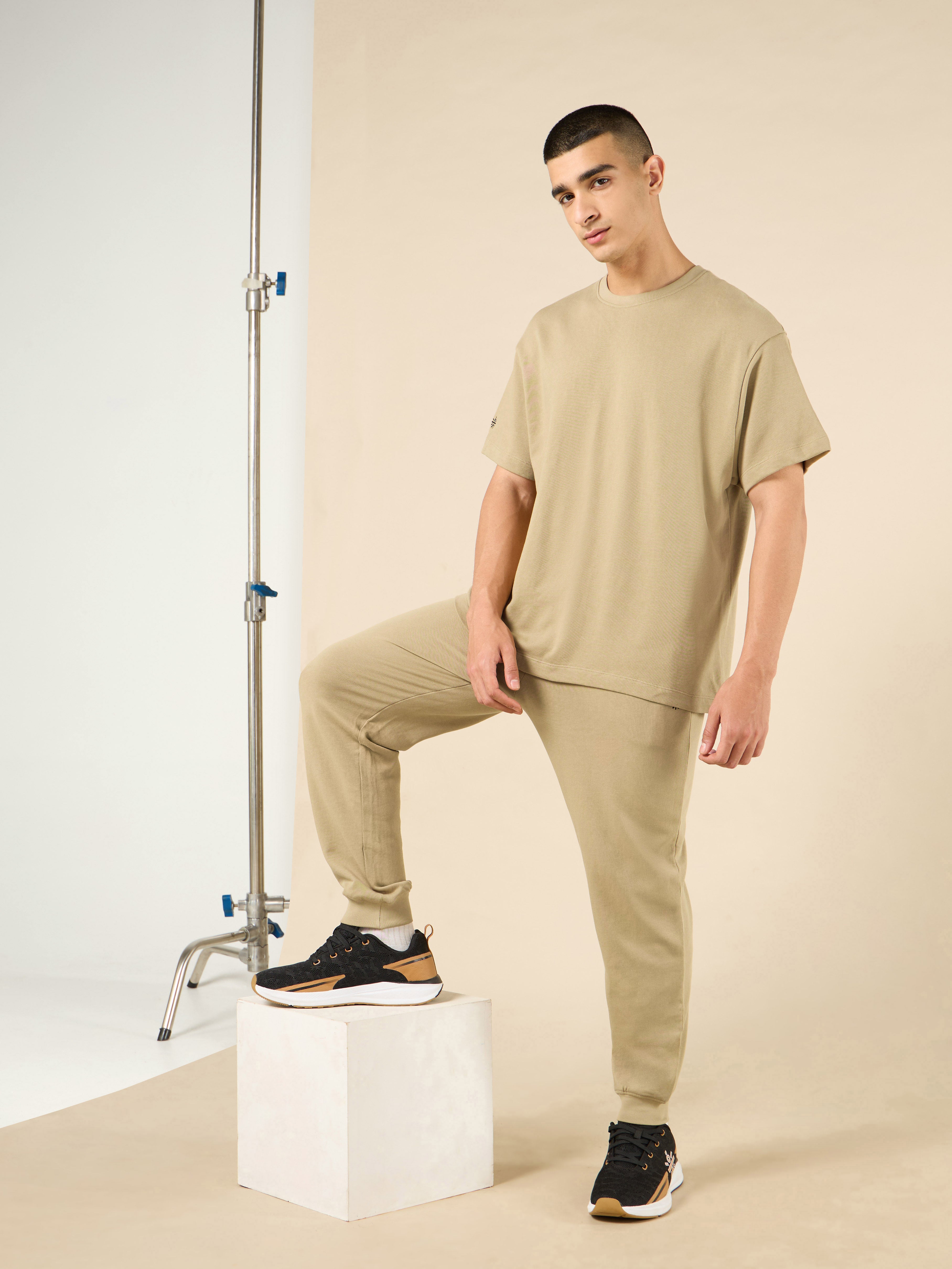 Men's Lifestyle Cotton Khaki Co-ord Set