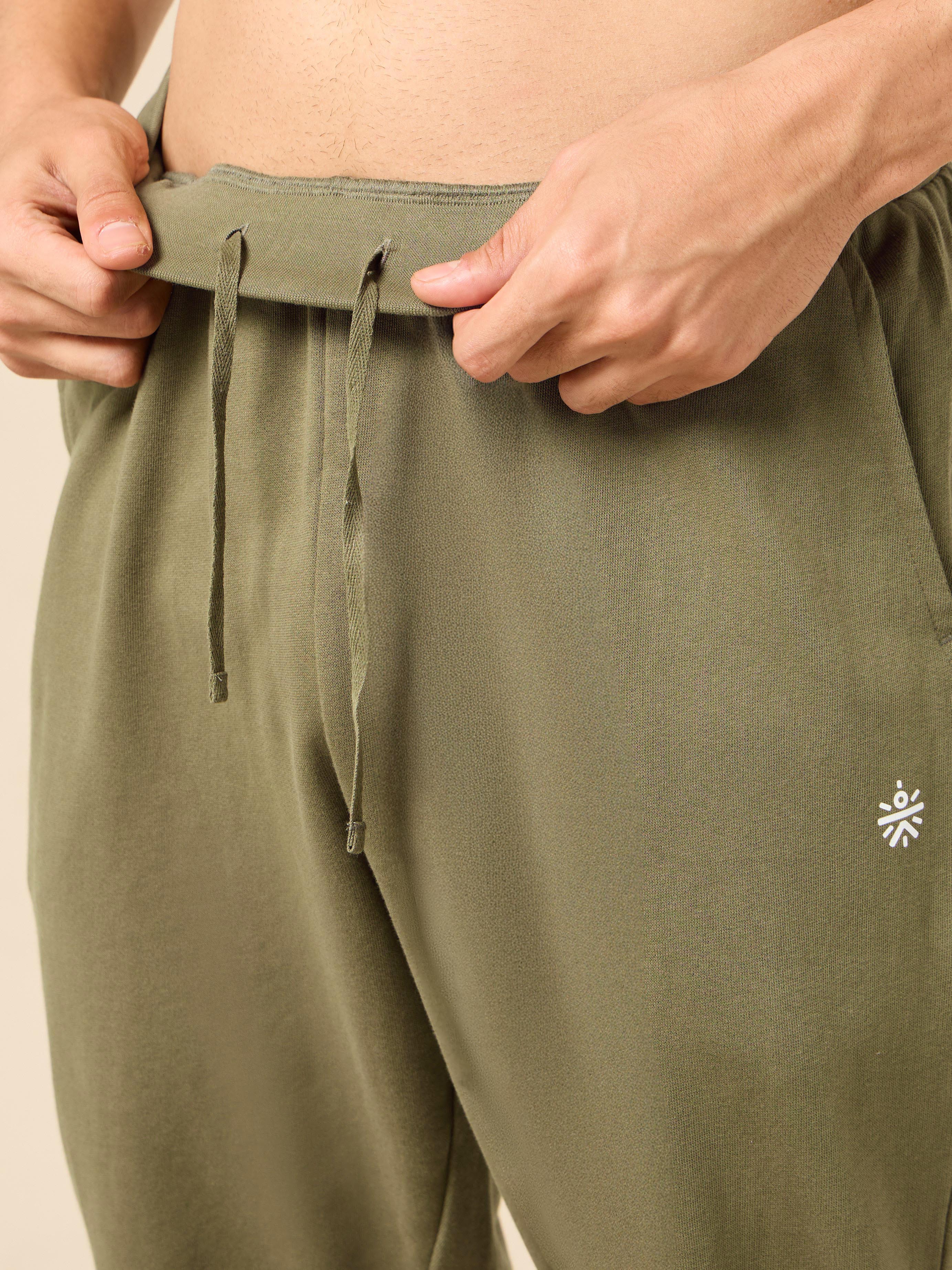 Men's Lifestyle Cotton Olive Co-ord Set