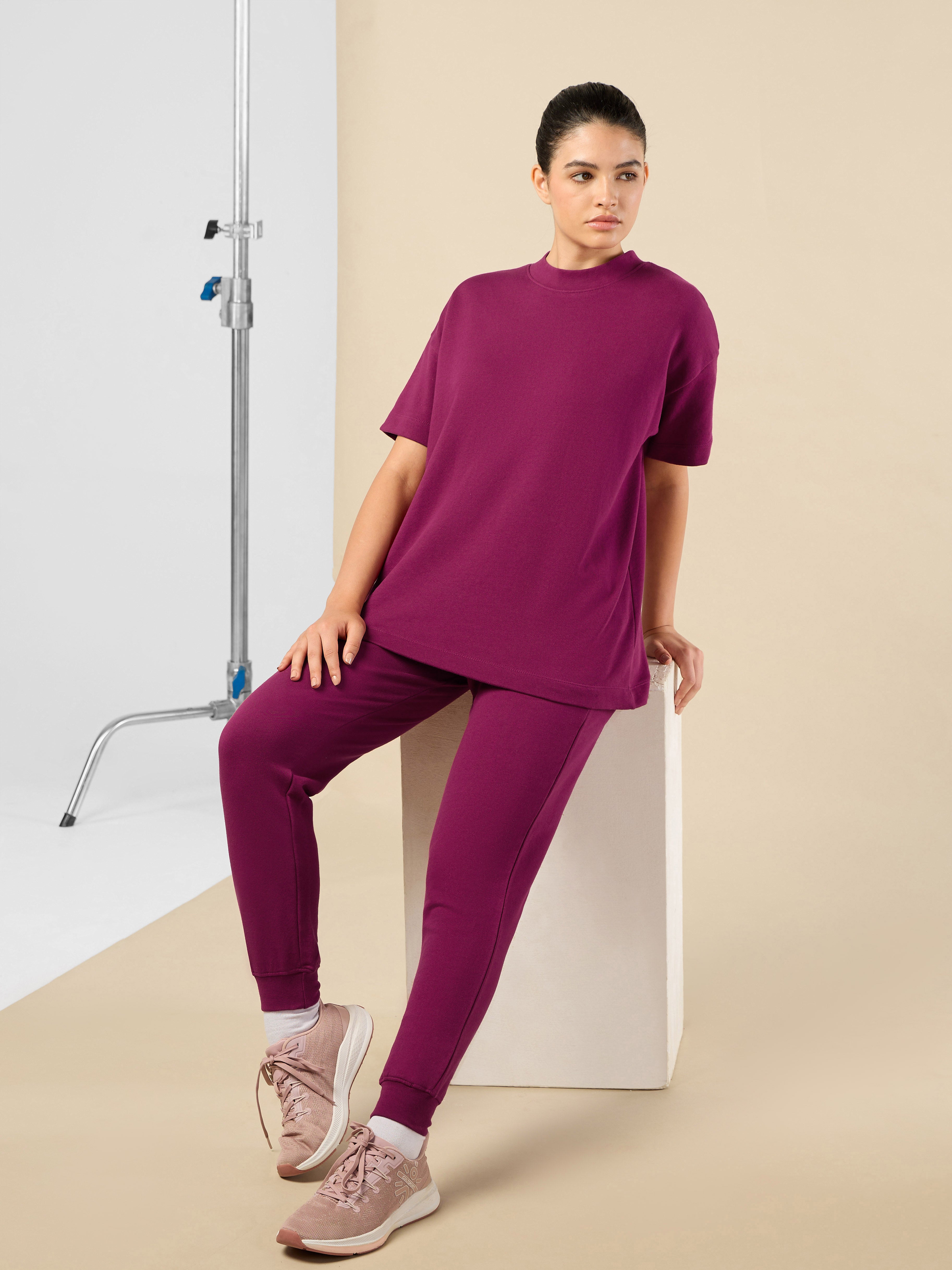 Women's Lifestyle Cotton Magenta Co-ord Set