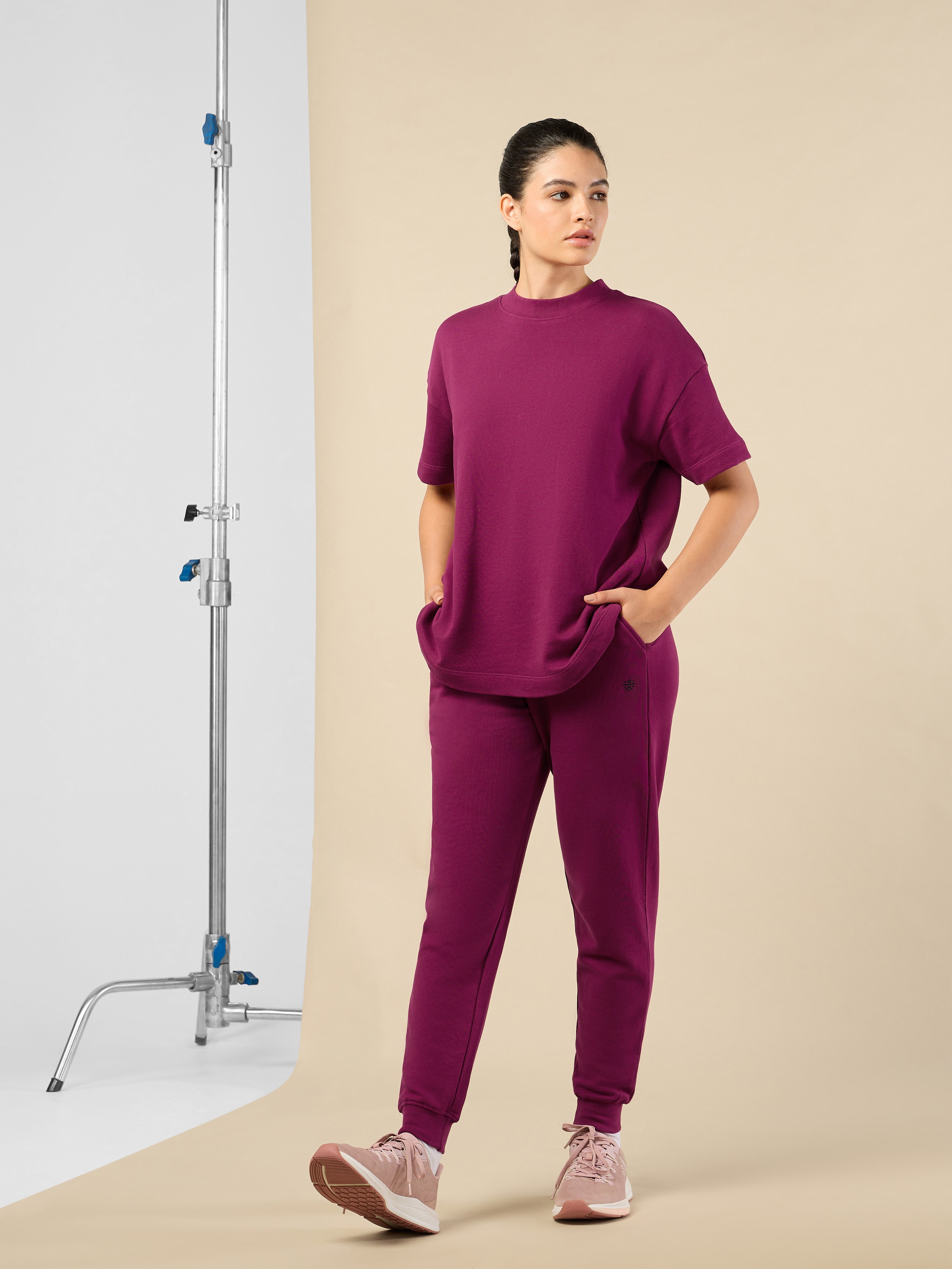 Women's Lifestyle Cotton Magenta Co-ord Set