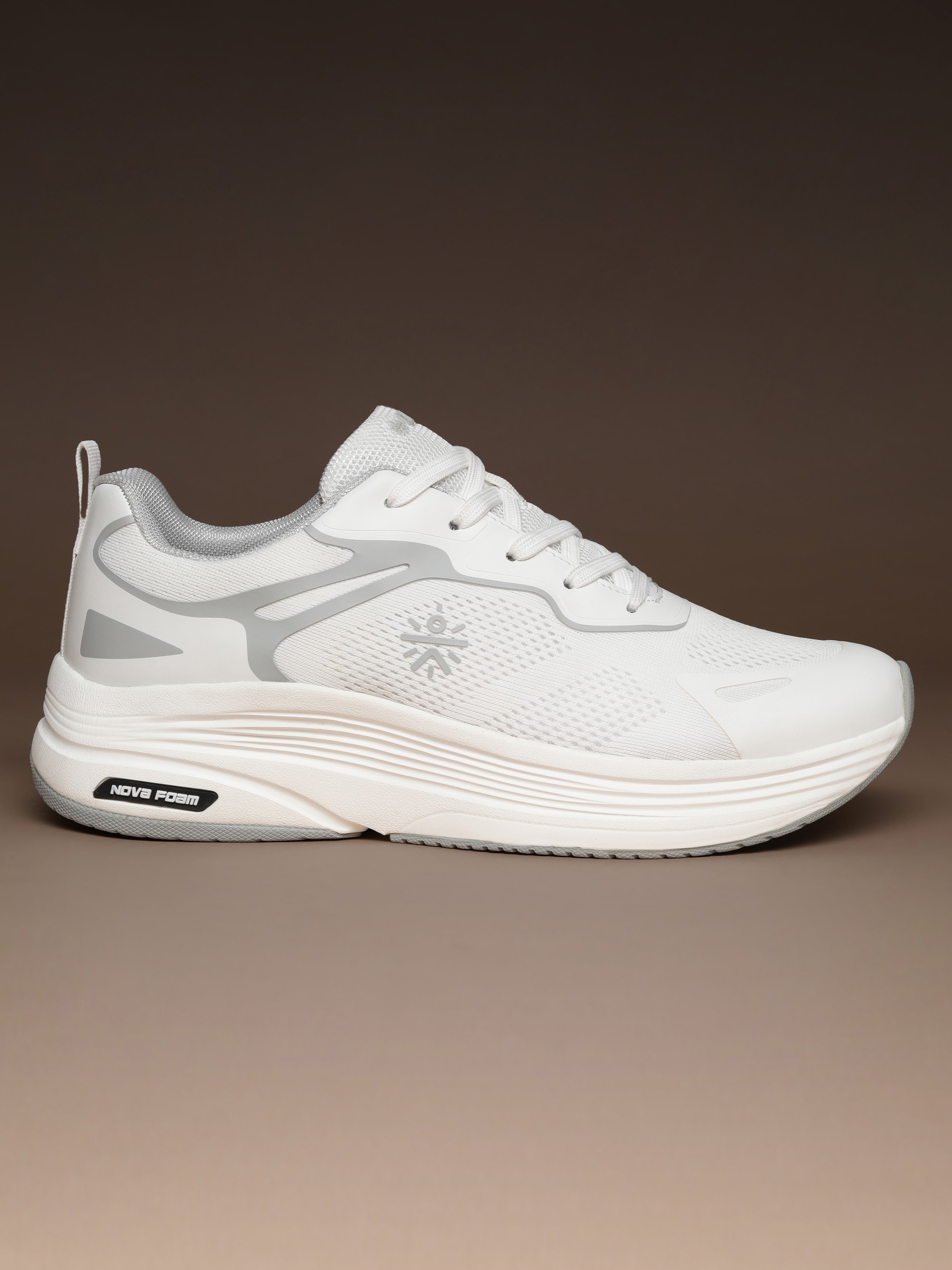 cult Men's Zyon Running Shoes with Durable Rubber Outsole & Cushioning for Runs up to 20 km - White/L.Grey