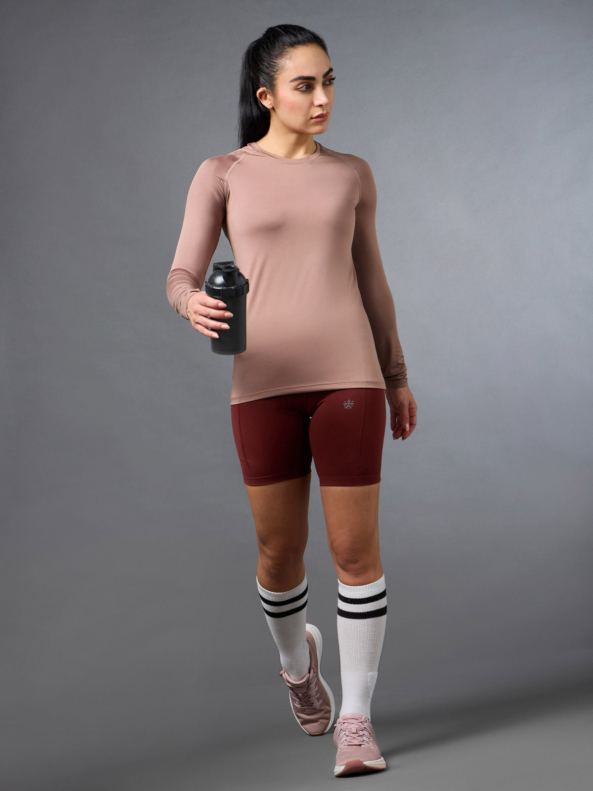 Women's Base Layer Pink Compression Running Top