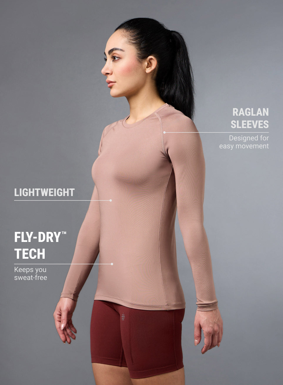 Women's Base Layer Pink Compression Running Top
