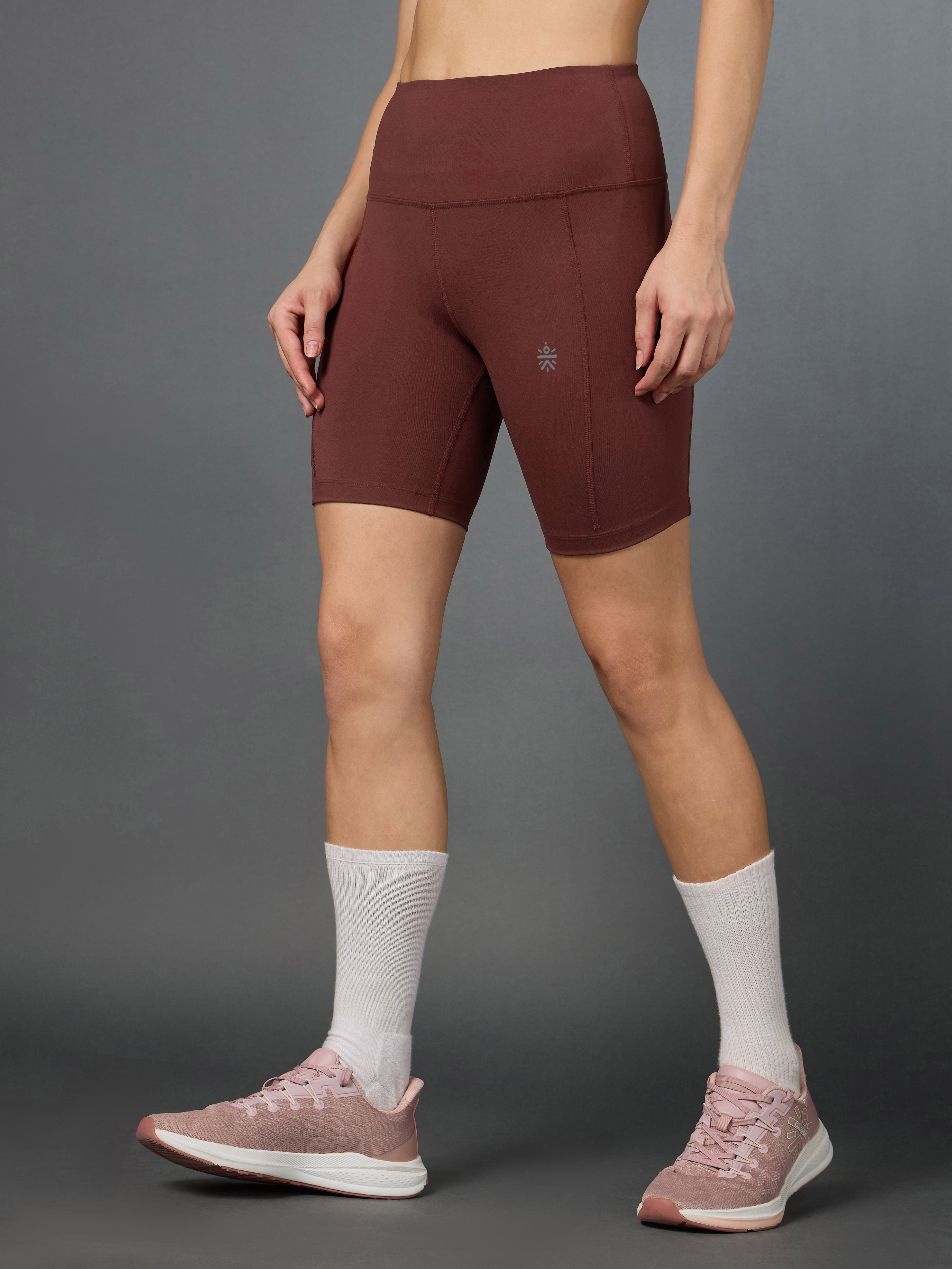 Women's Brown Performance Biker Shorts
