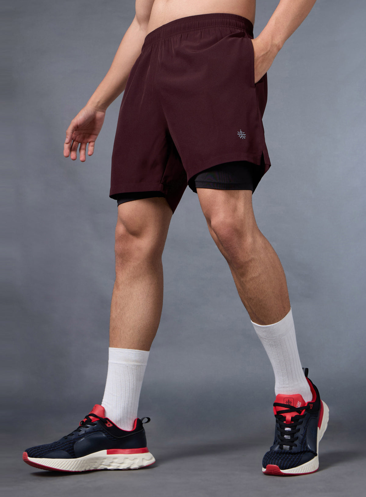 Men's Run Elevate Maroon Integrated Shorts
