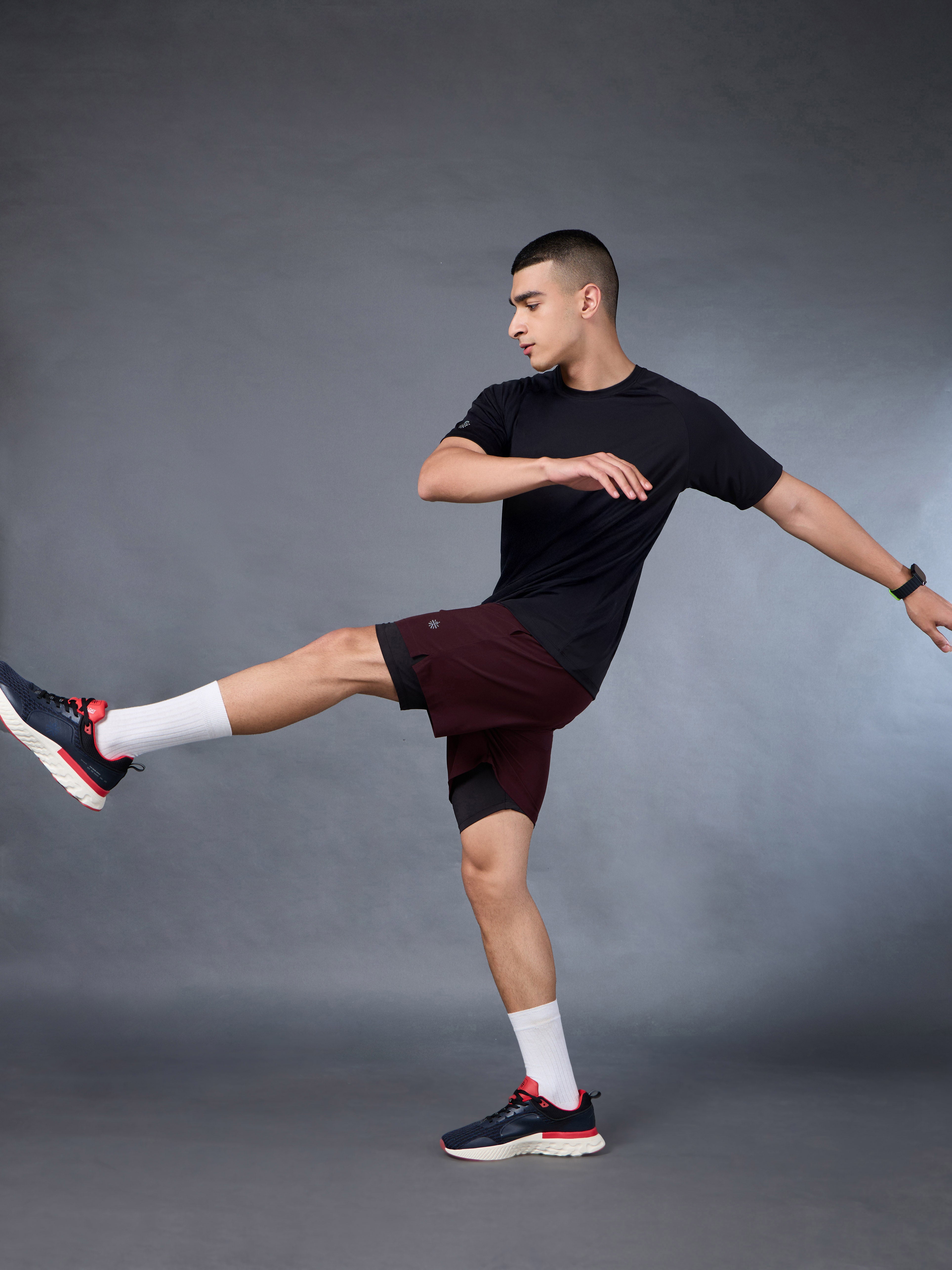 Men's Run Elevate Maroon Integrated Shorts