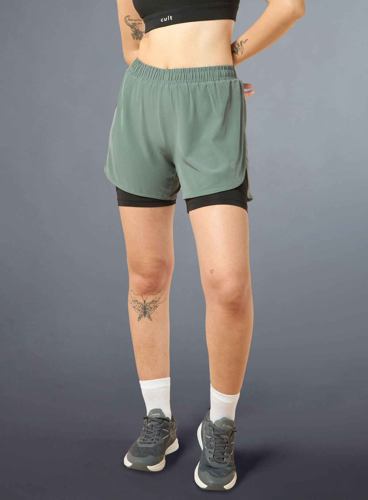 Women's High Spirit Olive Integrated Shorts