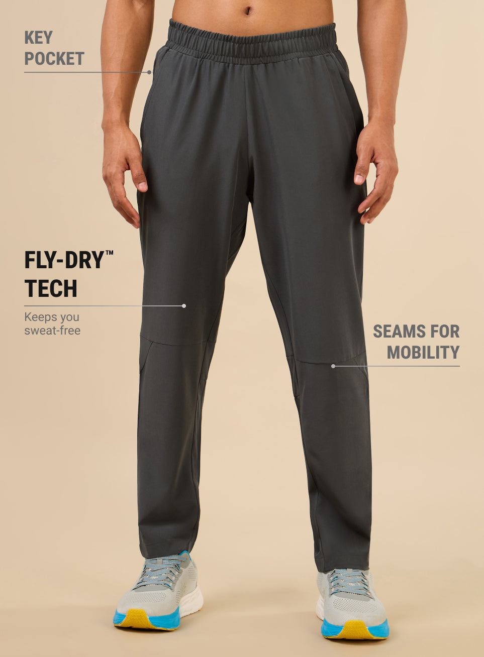 Men's Dark Grey Train Out Premium Trackpants