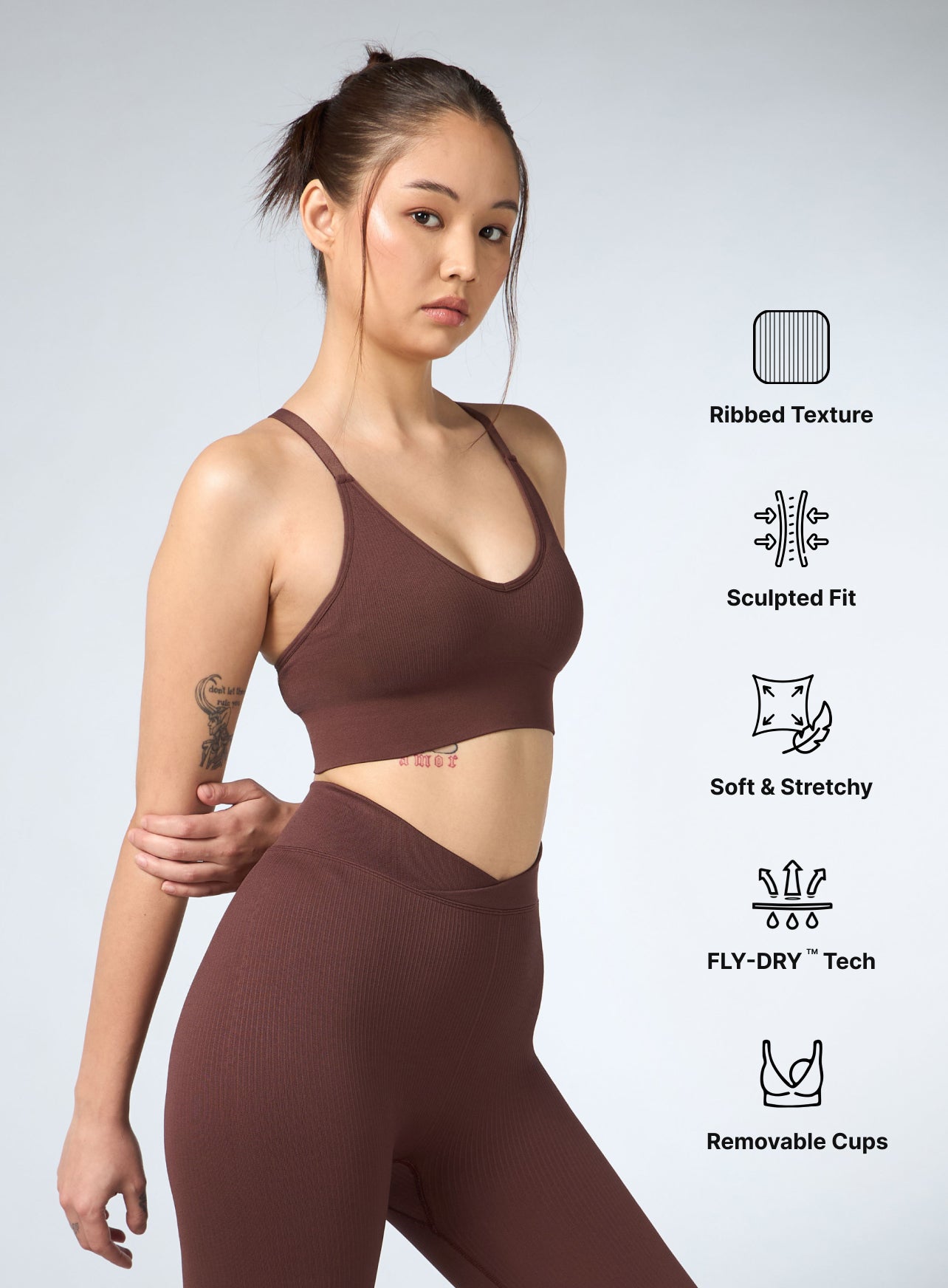 Women's Coffee Cross Fit Seamless Medium Support Bra