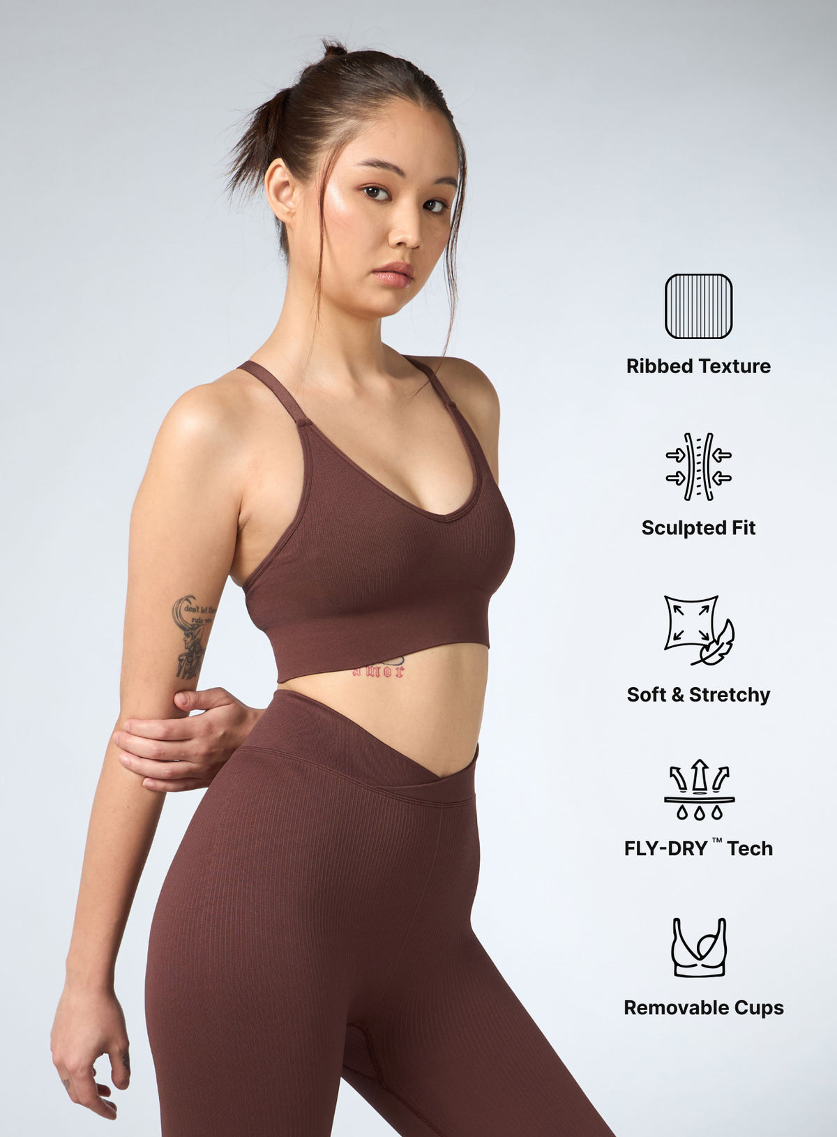 Women's Coffee Cross Fit Seamless Medium Support Bra