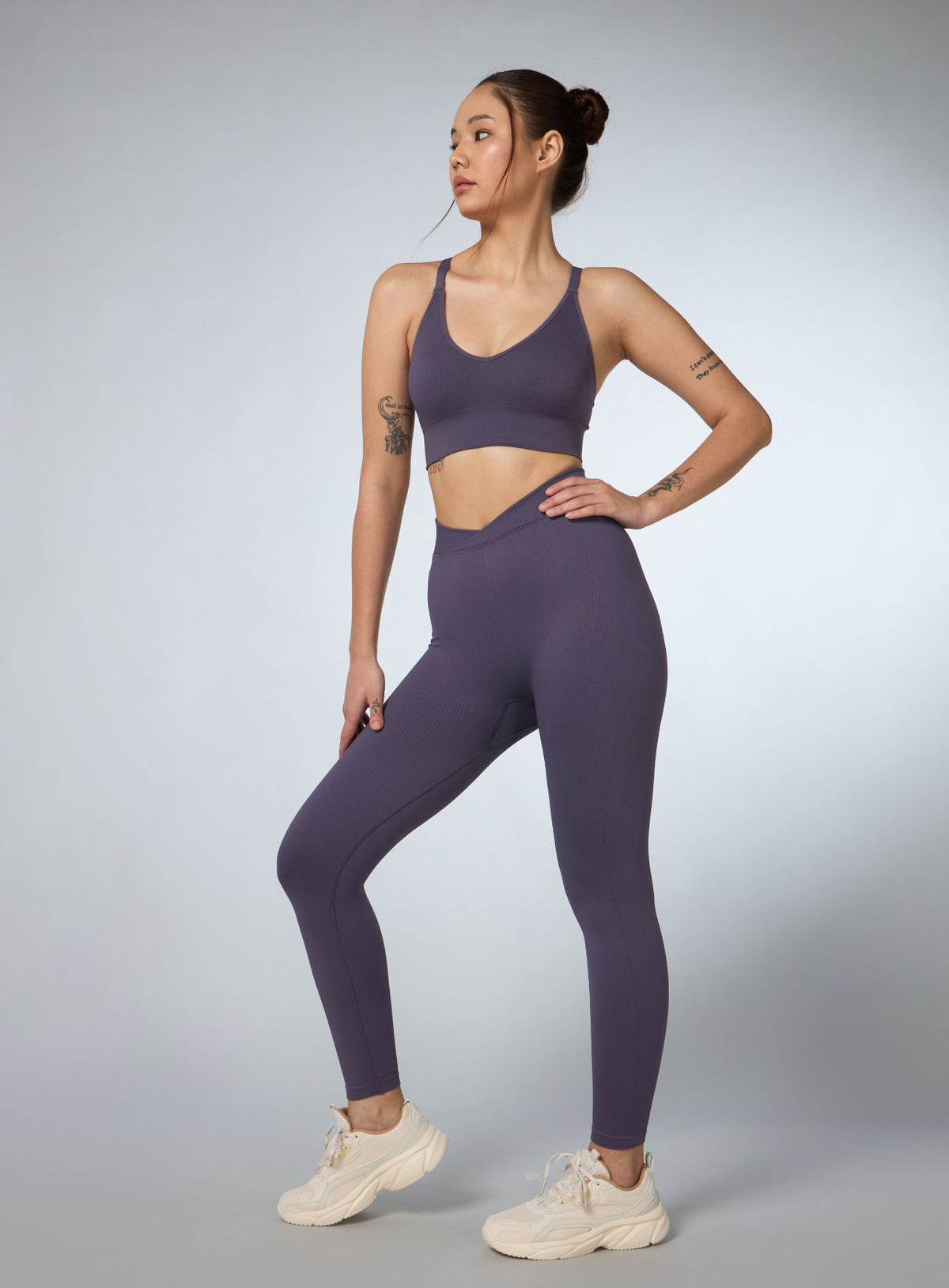 Women's Purple Cross Fit Seamless Medium Support Bra