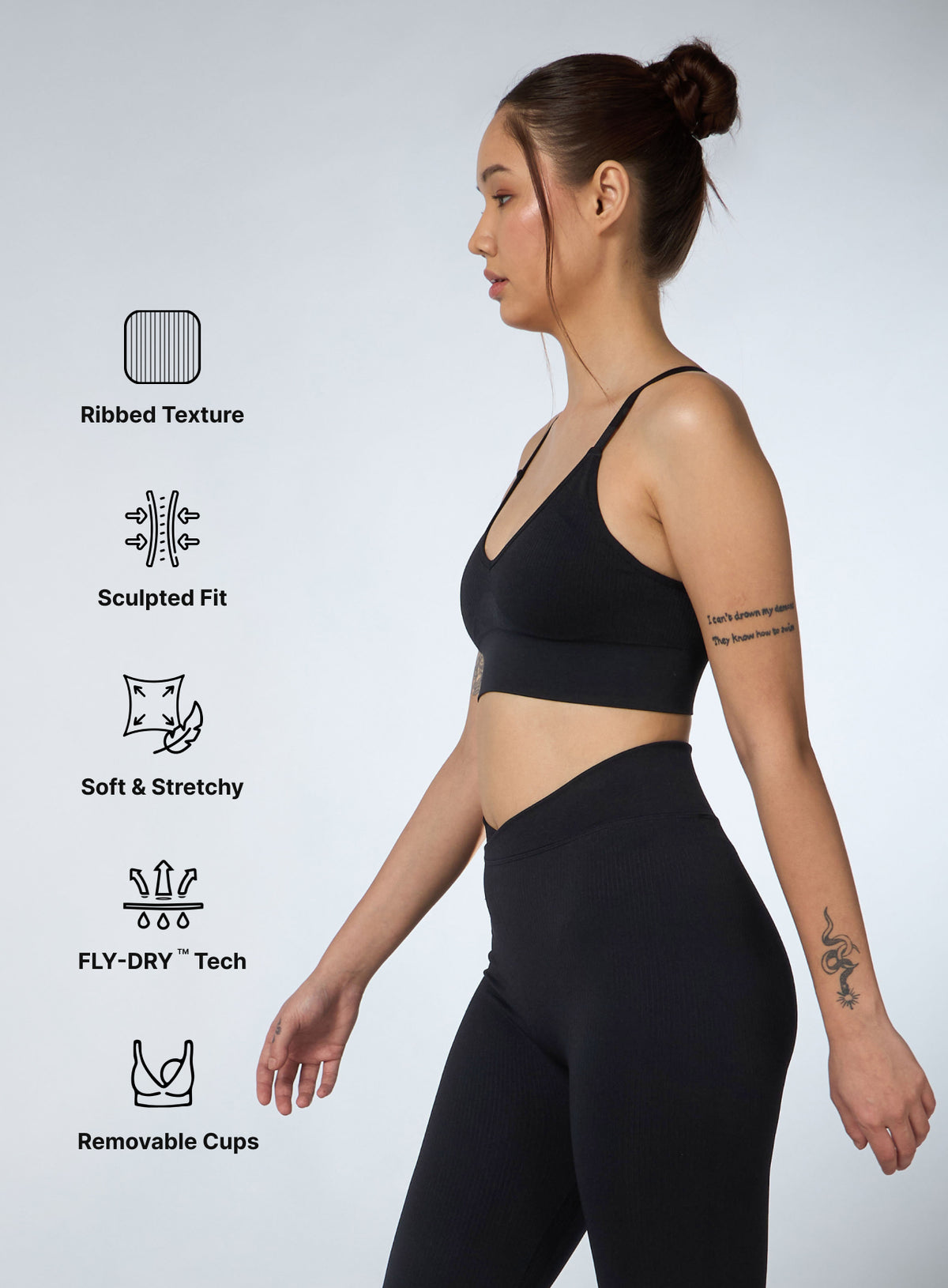 Women's Black Cross Fit Seamless Medium Support Bra
