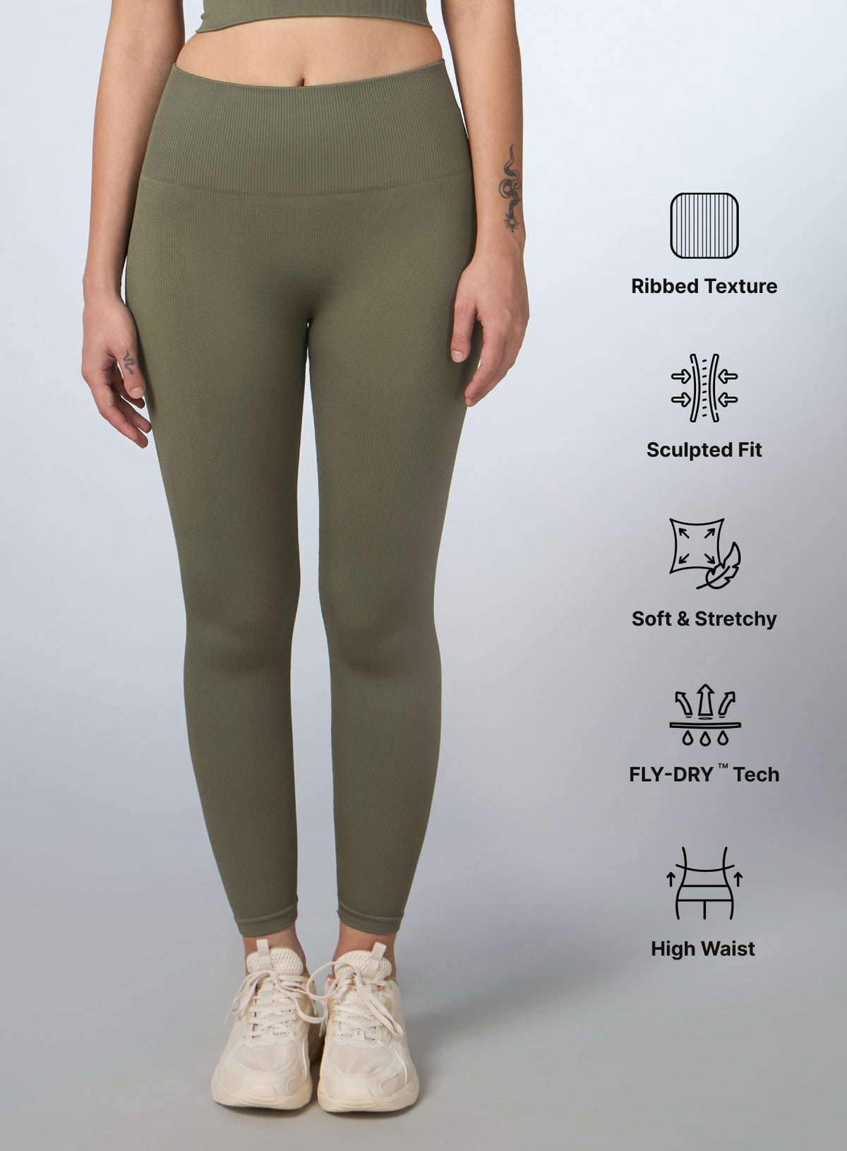 Women's Olive Versatile Seamless Tights