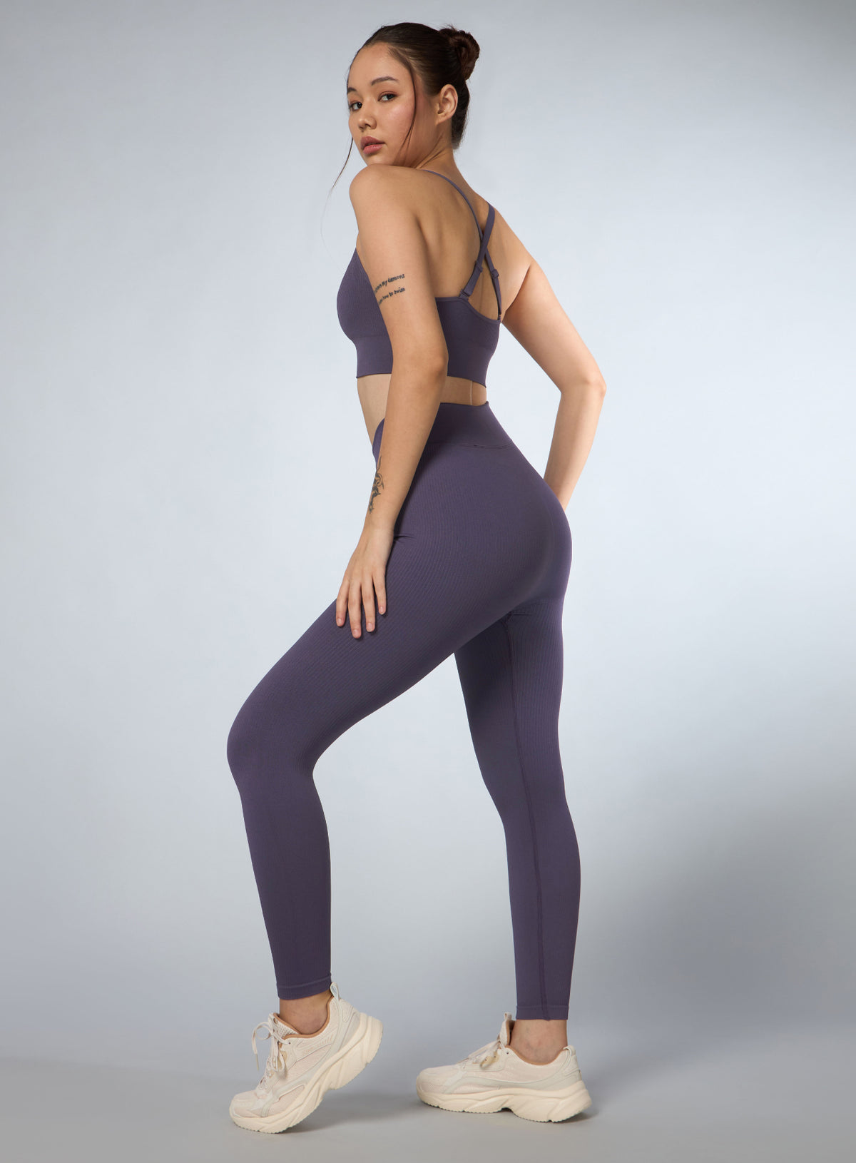 Women's Purple Cross Fit Seamless Co-ord Set