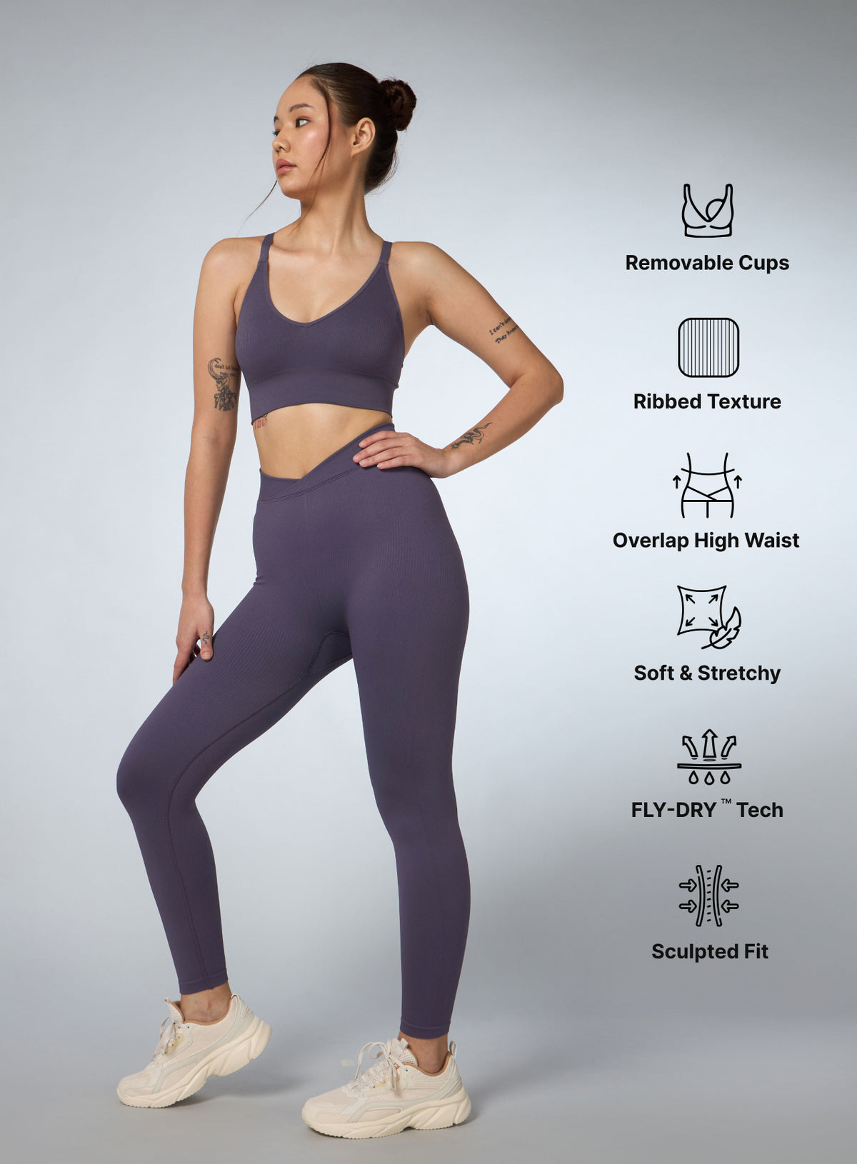 Women's Purple Cross Fit Seamless Co-ord Set