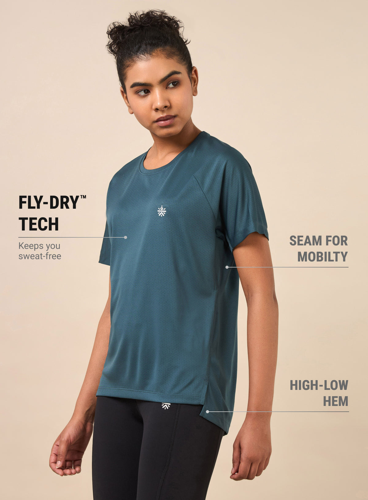 Women's Technical Knit Teal Run On T-shirt