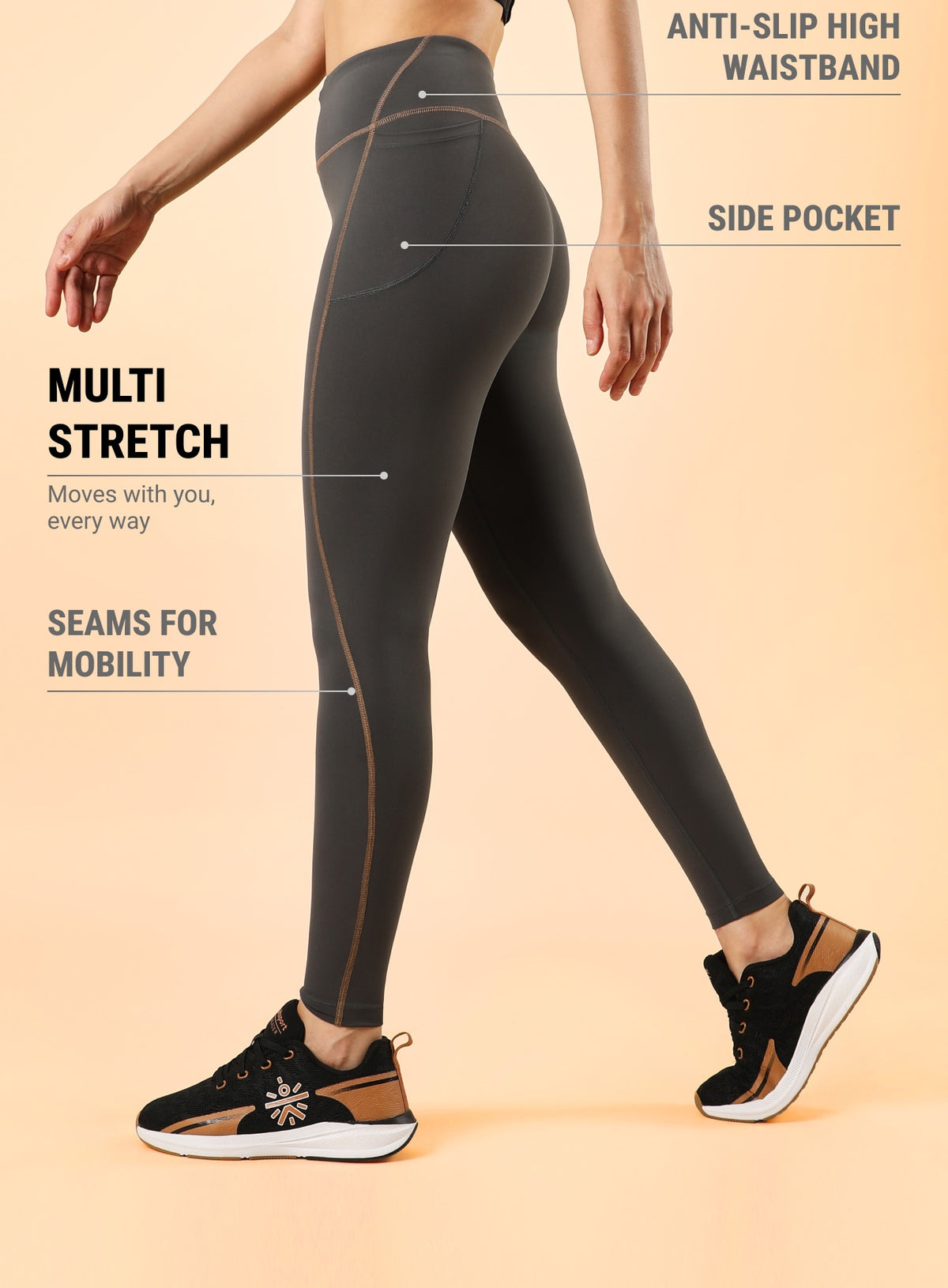 Women's Drak Grey Training Elevate Sculpt COMFlex Tights
