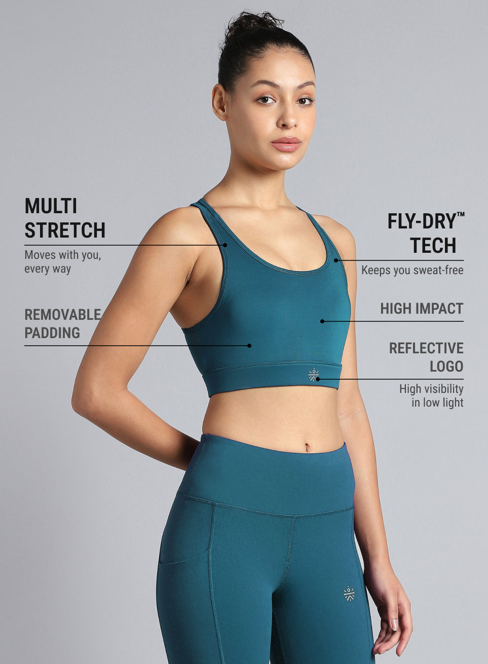 Women's Teal Run Elevate High Support Bra