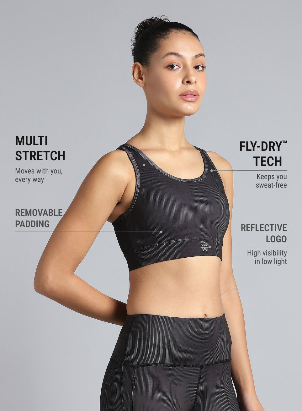 Women's Black Urban Camo Running High Support Bra
