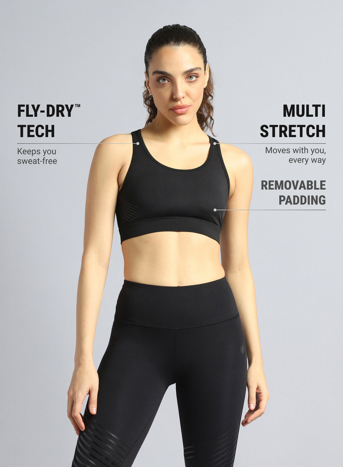 Women's Black Energy Flow Printed Bra