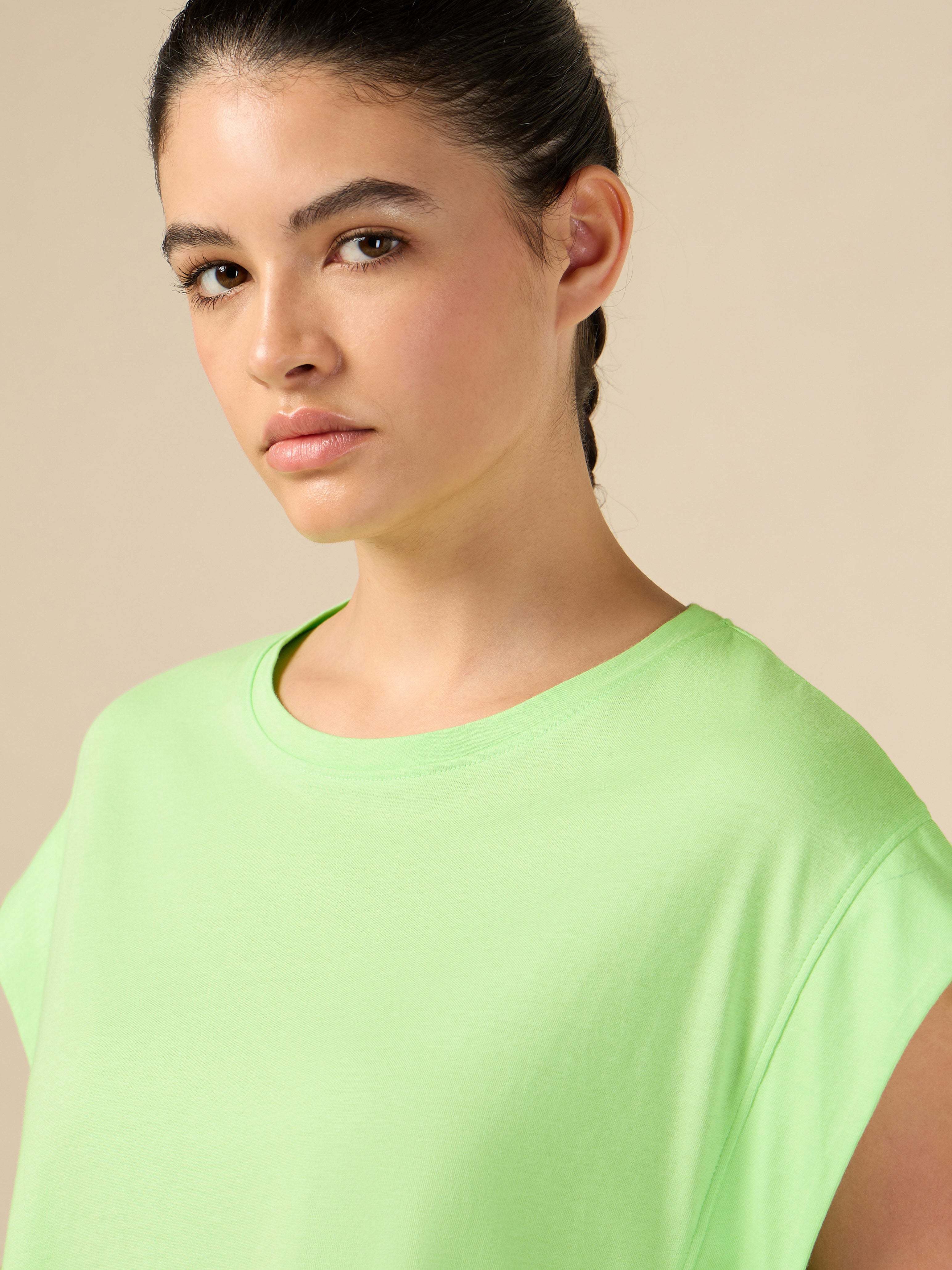 Women's Training Cotton Green Muscle Top