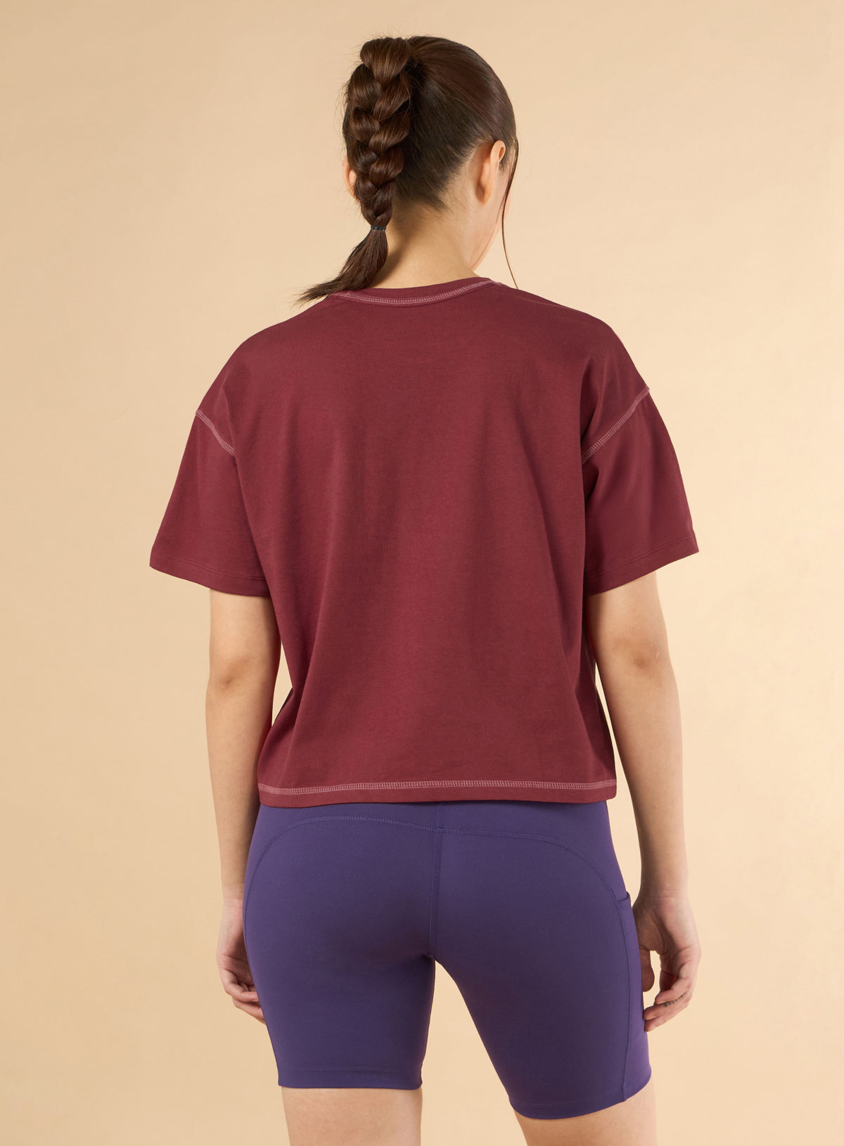 Women's Maroon Cult Spirit Graphic Boxy Crop T-shirt