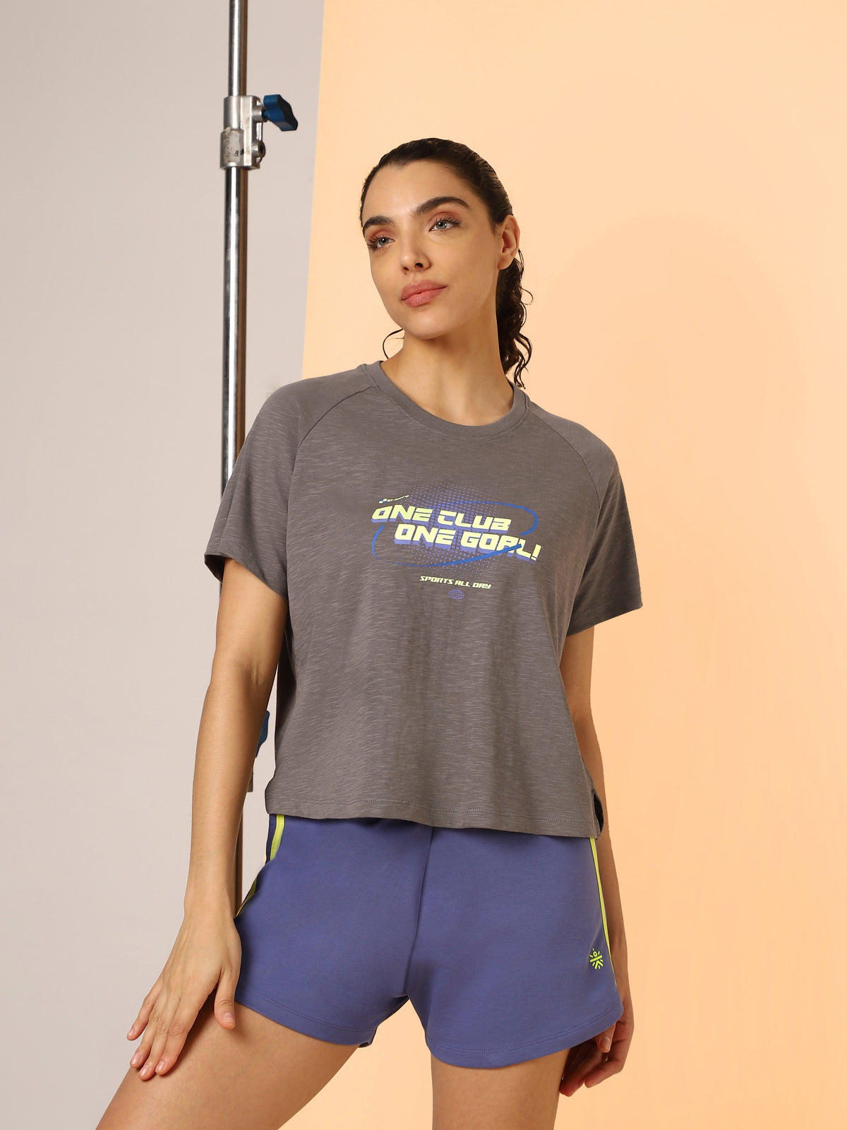 Women's Dark Grey Club Boxy Crop fit T-shirt