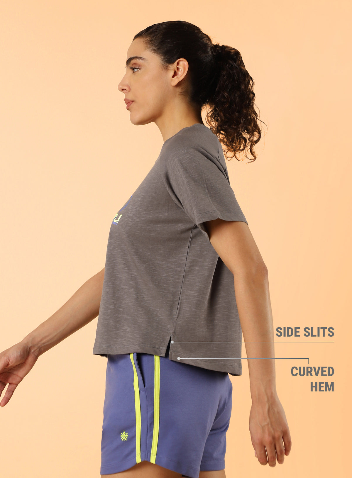 Women's Dark Grey Club Boxy Crop fit T-shirt
