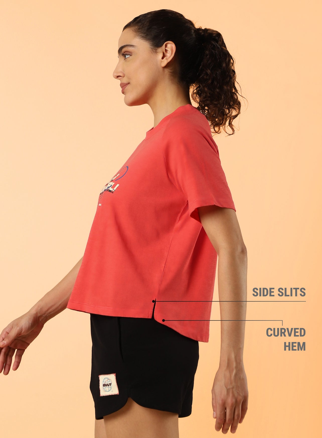 Women's Orange Club Boxy Crop fit T-shirt