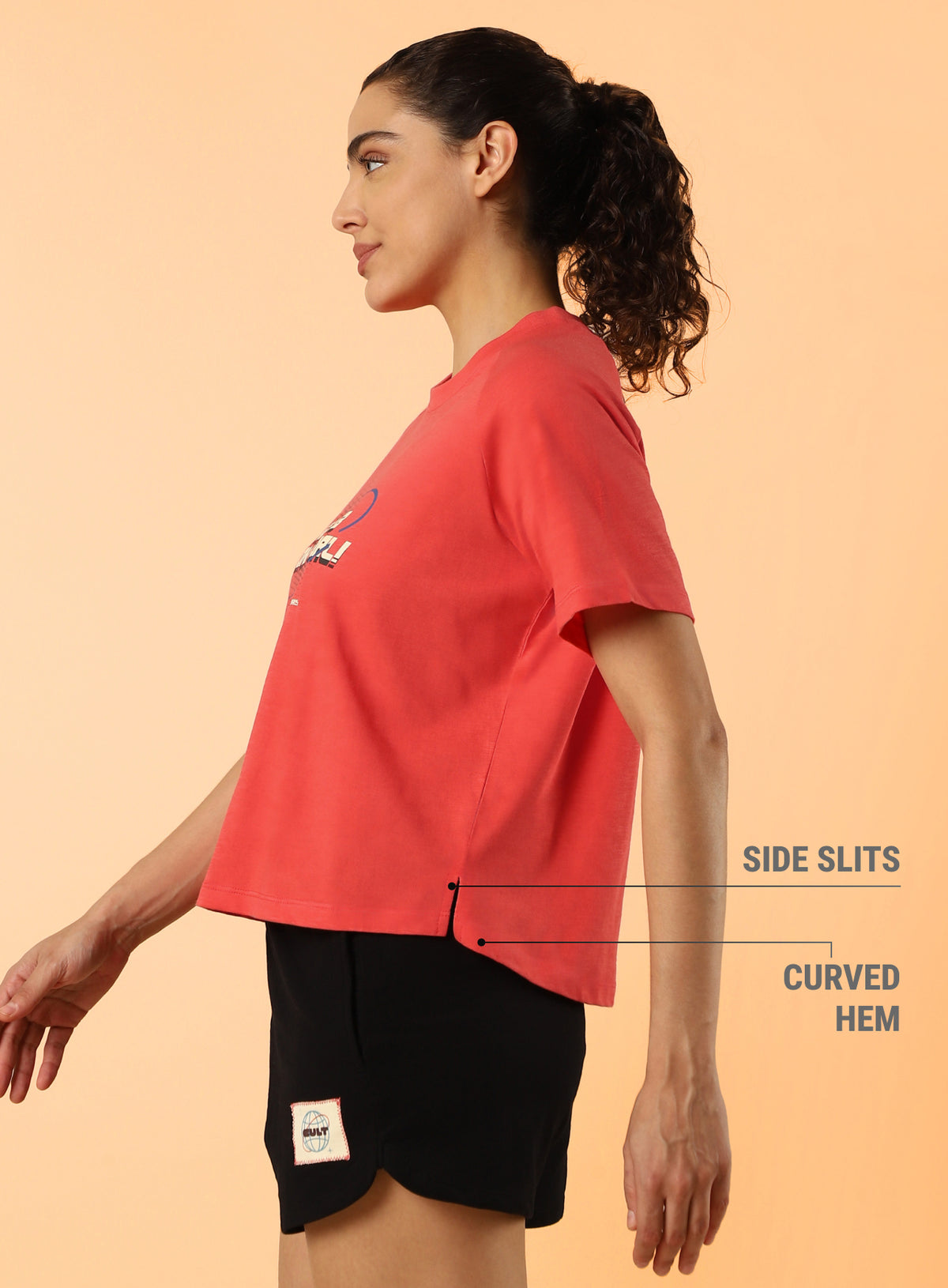 Women's Orange Club Boxy Crop fit T-shirt
