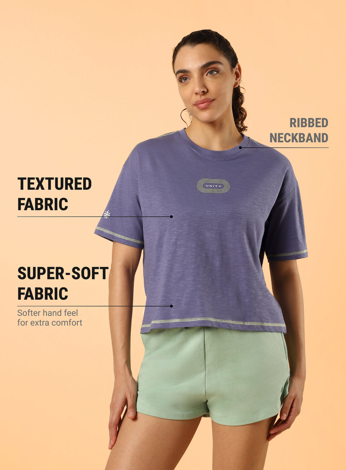 Women's Purple Unity Boxy Crop fit Top