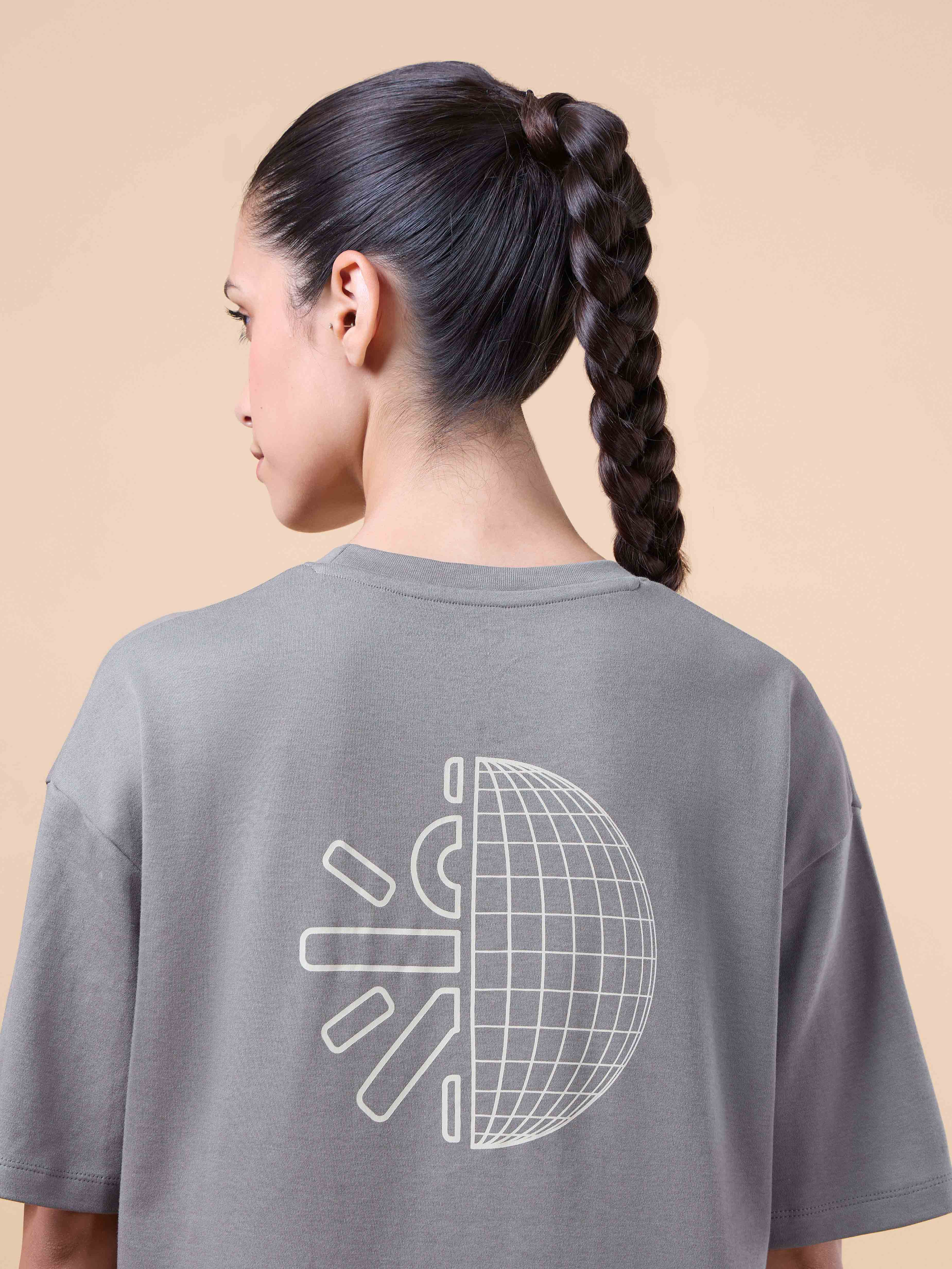 Women's Dark Grey Cult Brand Carrier Oversized T-shirt