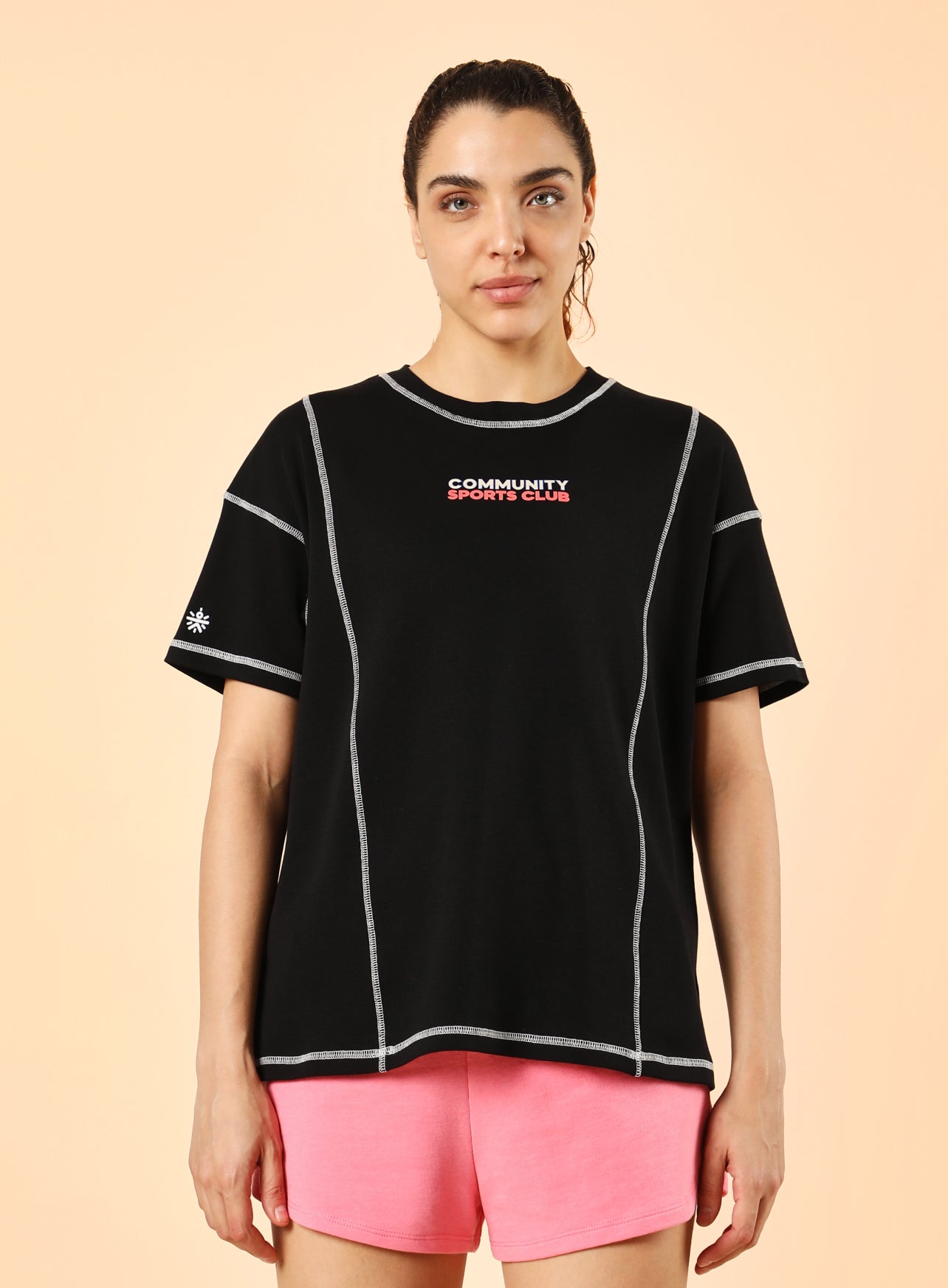 Women's Black Community Sports Relaxed fit T-shirt