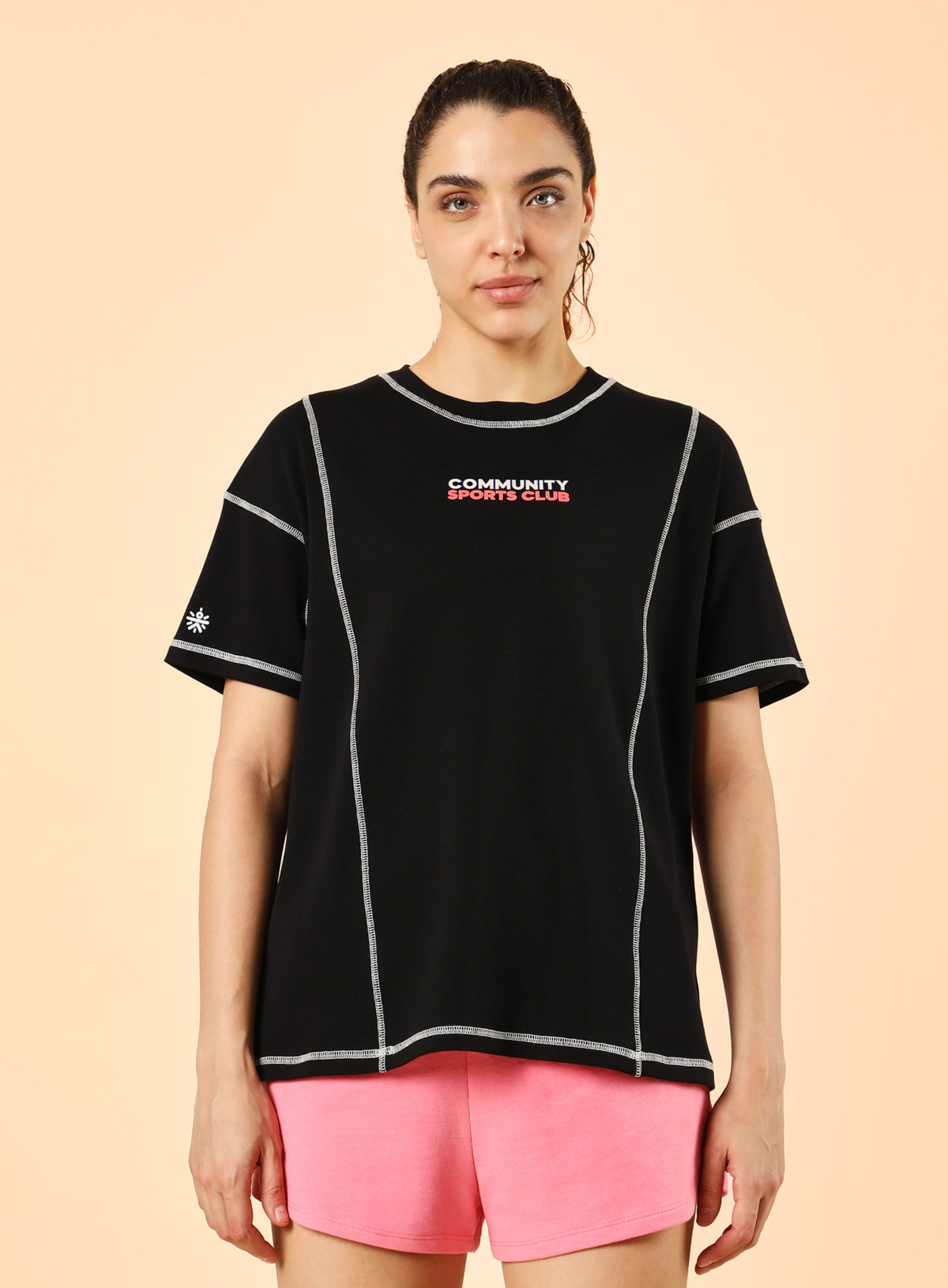 Women's Black Community Sports Relaxed fit T-shirt