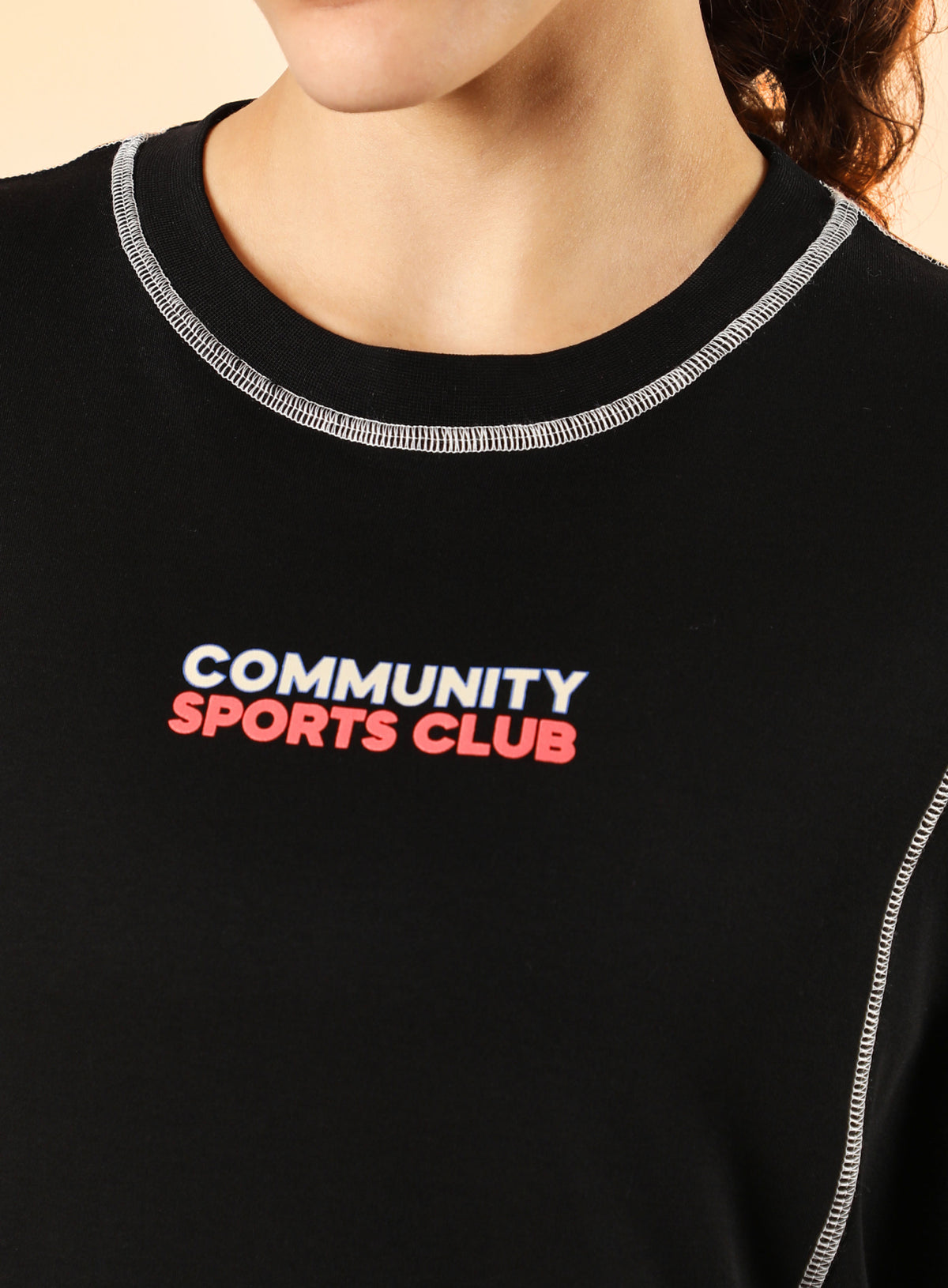 Women's Black Community Sports Relaxed fit T-shirt