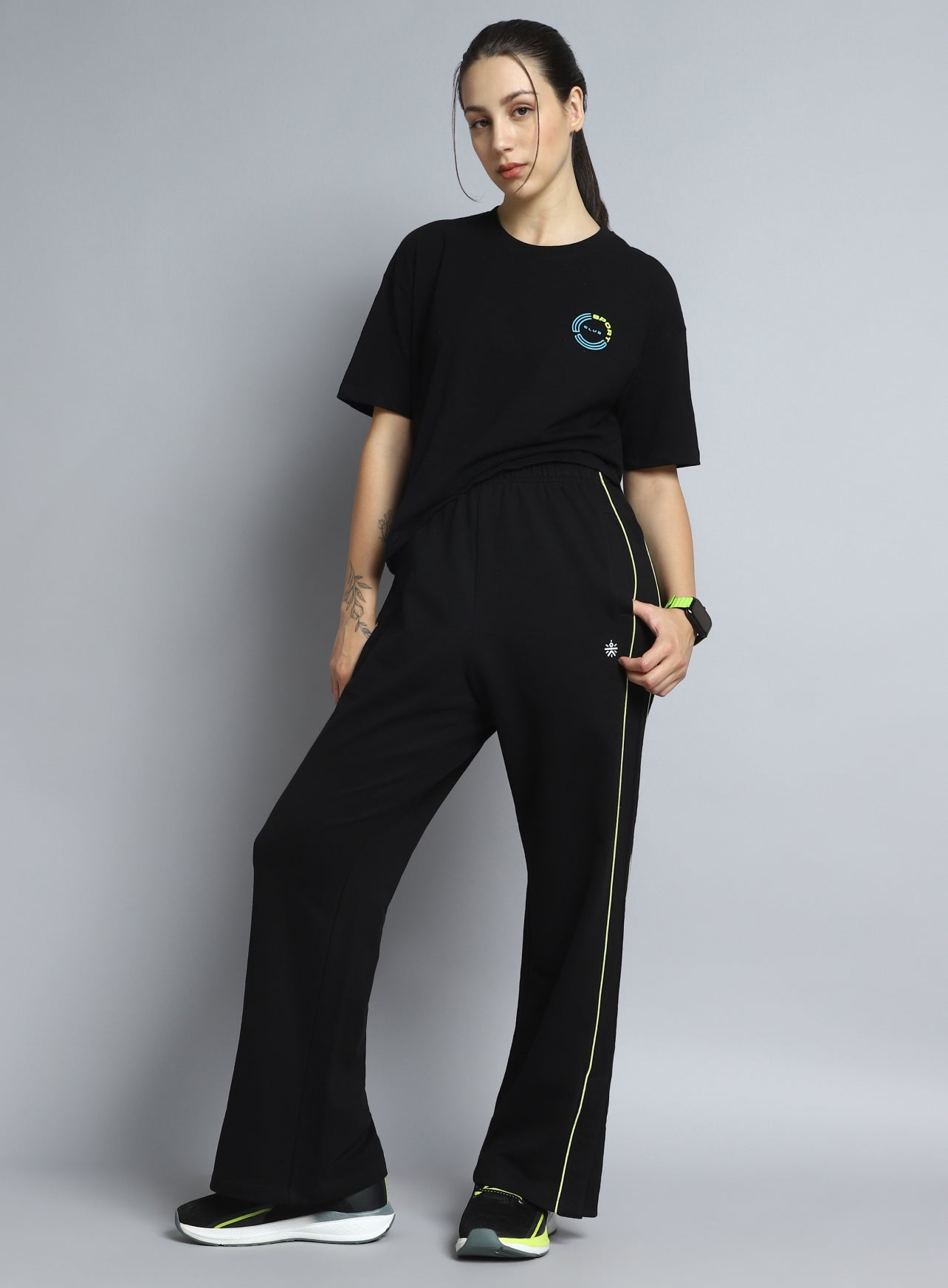 Women's Black Community Straight Trackpants