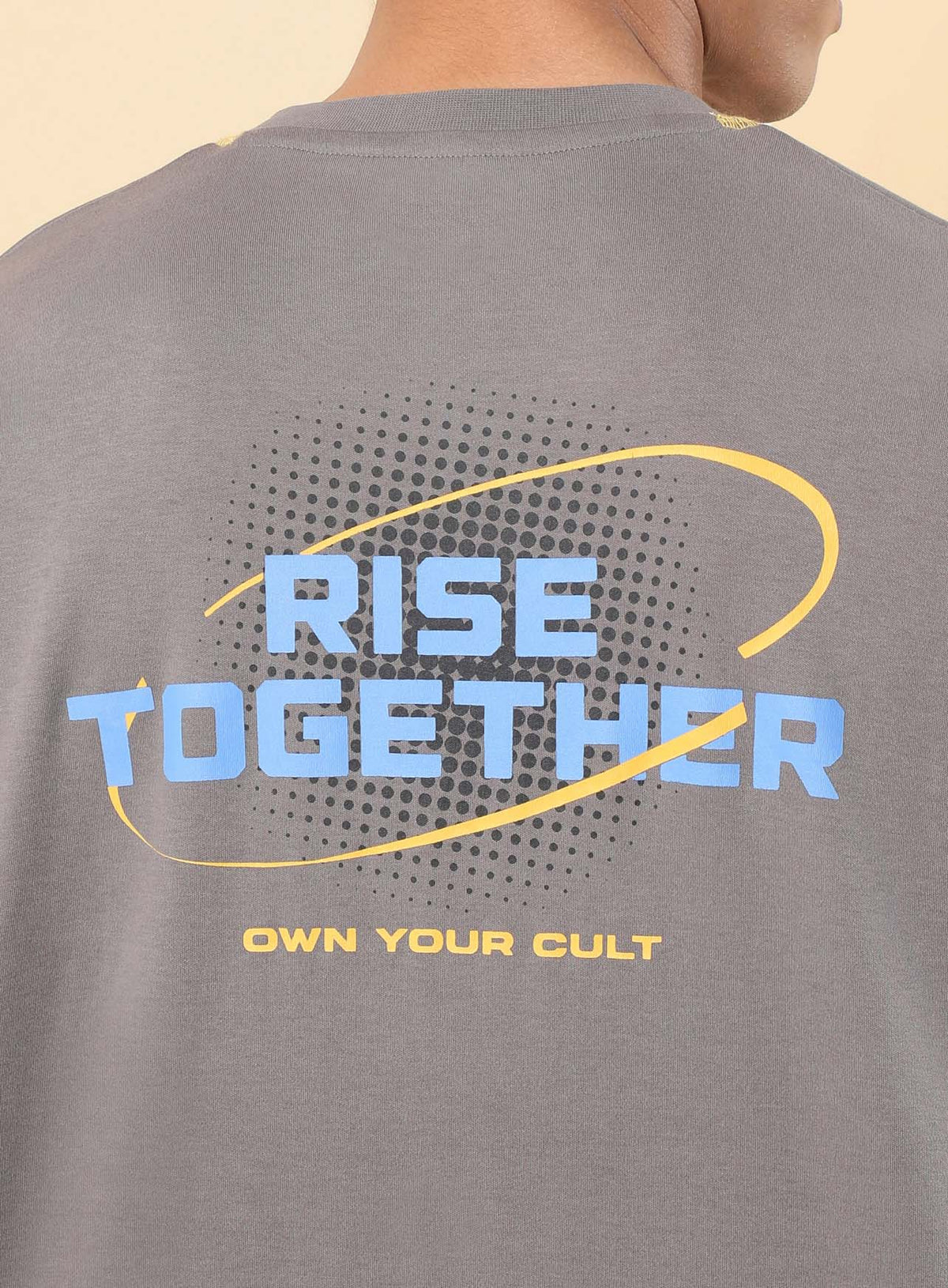 Men's Dark Grey Rise Together Oversized fit T-shirt