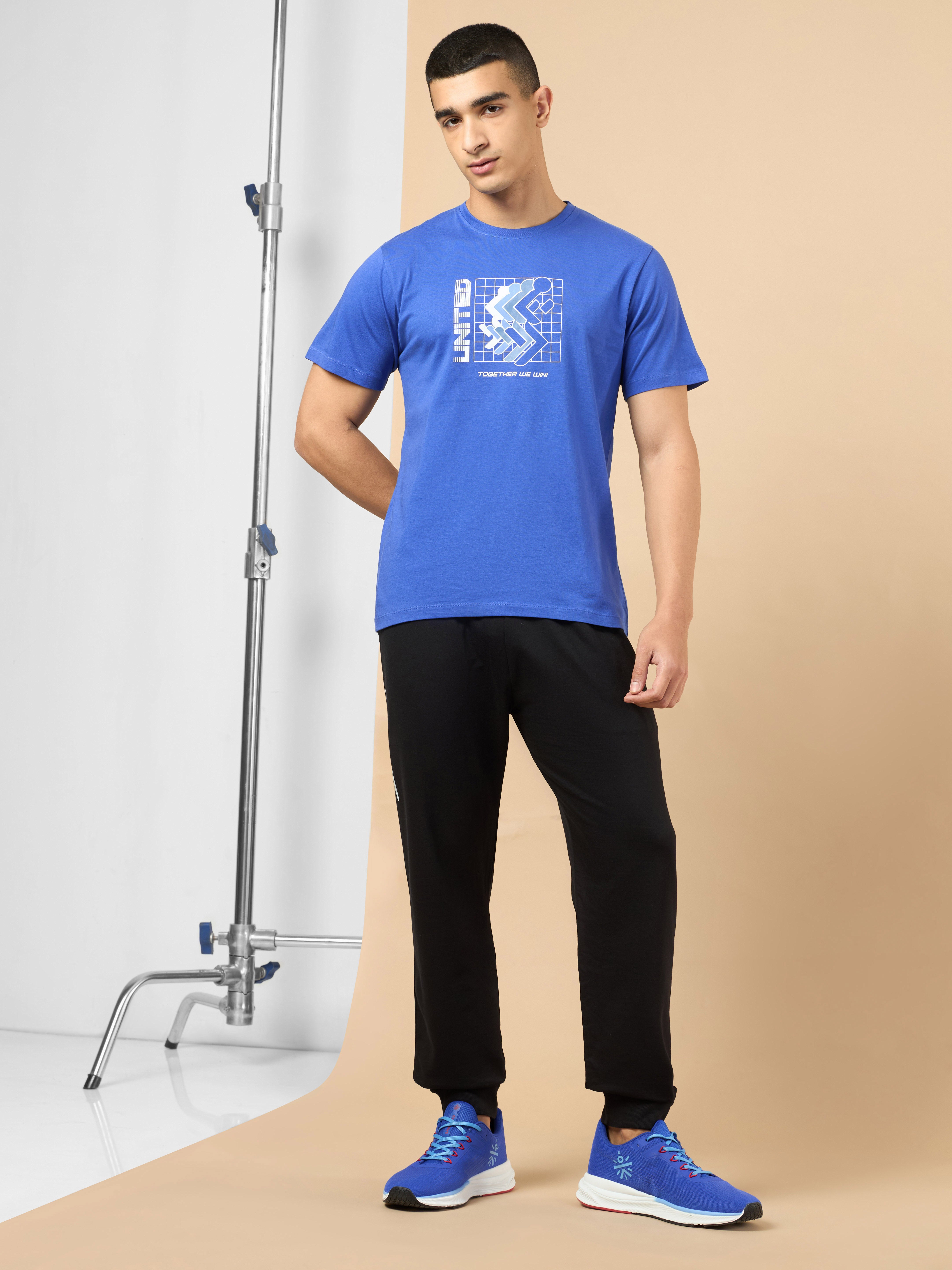 Men's Blue Marathon Graphic T-shirt