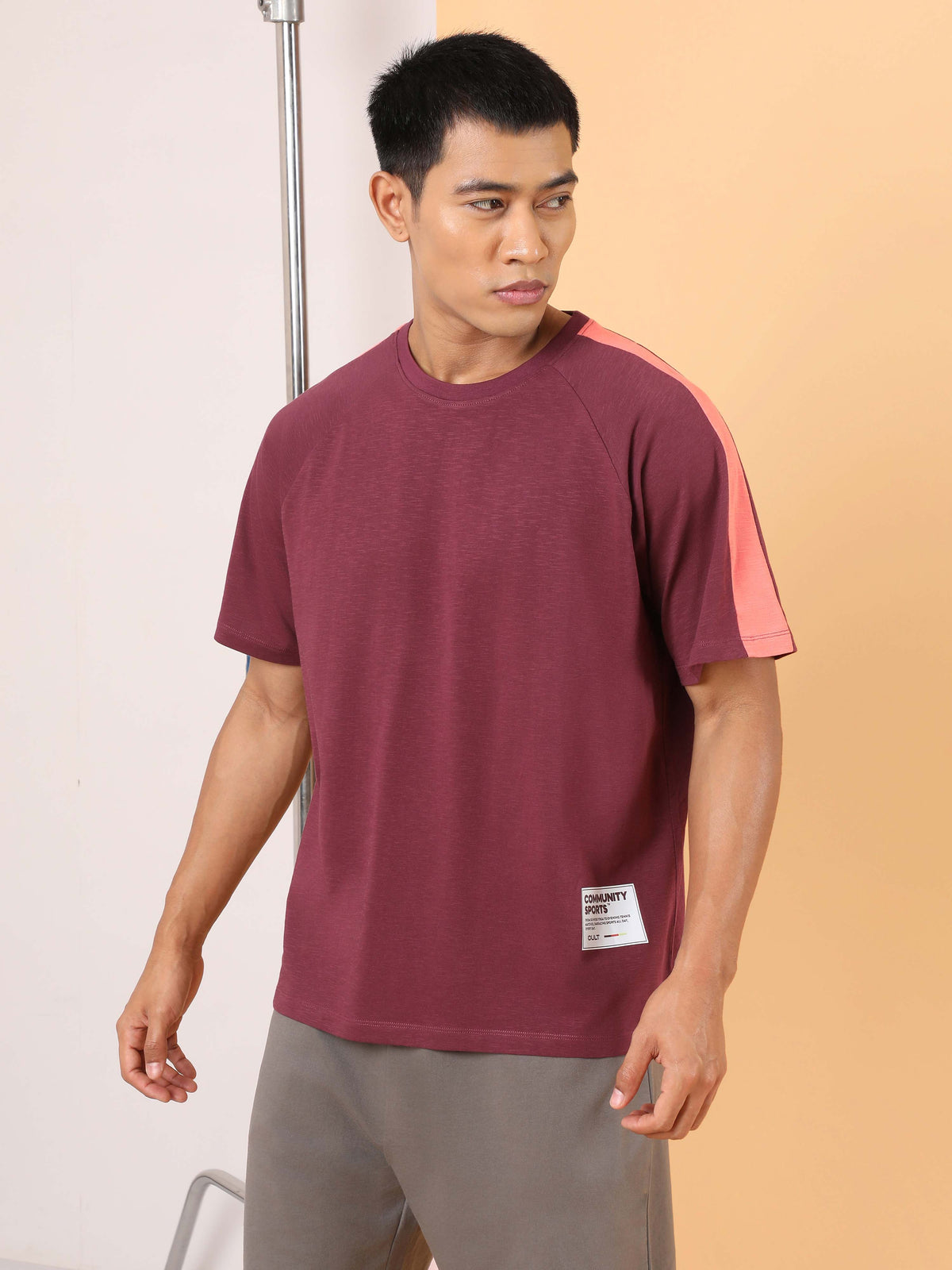 Men's Maroon Community Sports Relaxed fit T-shirt