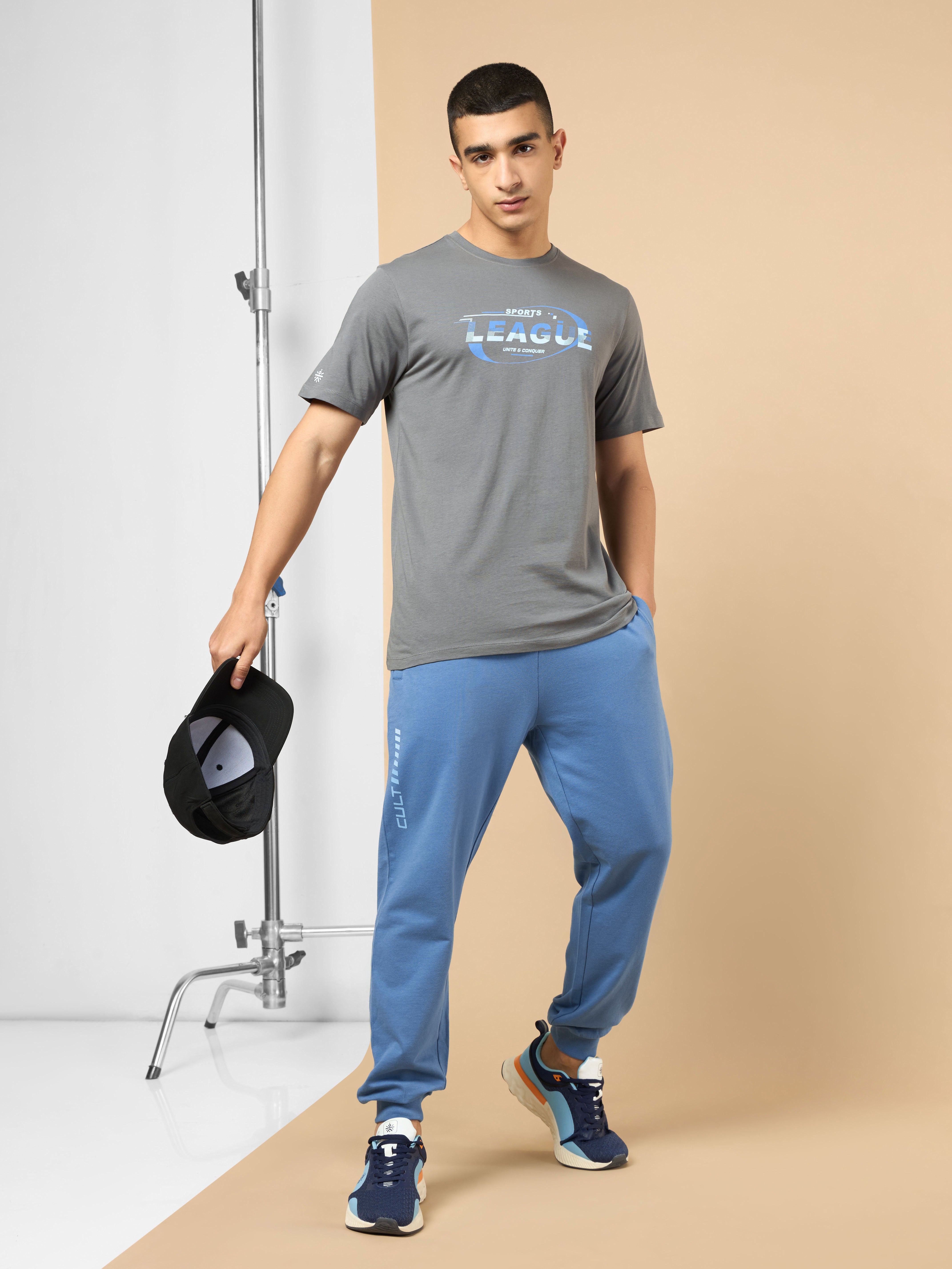 Men's Dark Grey Sports League Graphic T-shirt